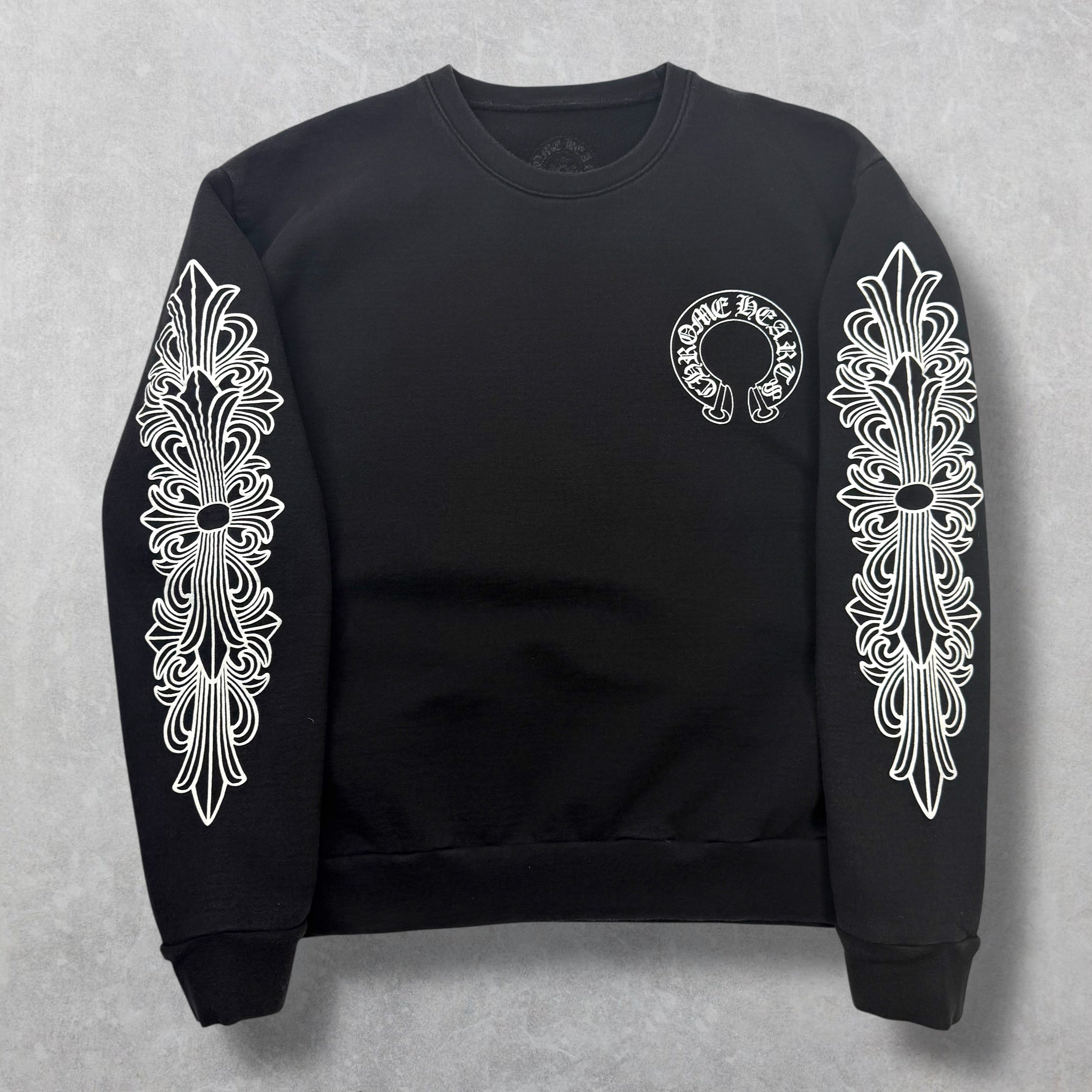 Chrome Hearts Horseshoe Floral Crewneck Black S