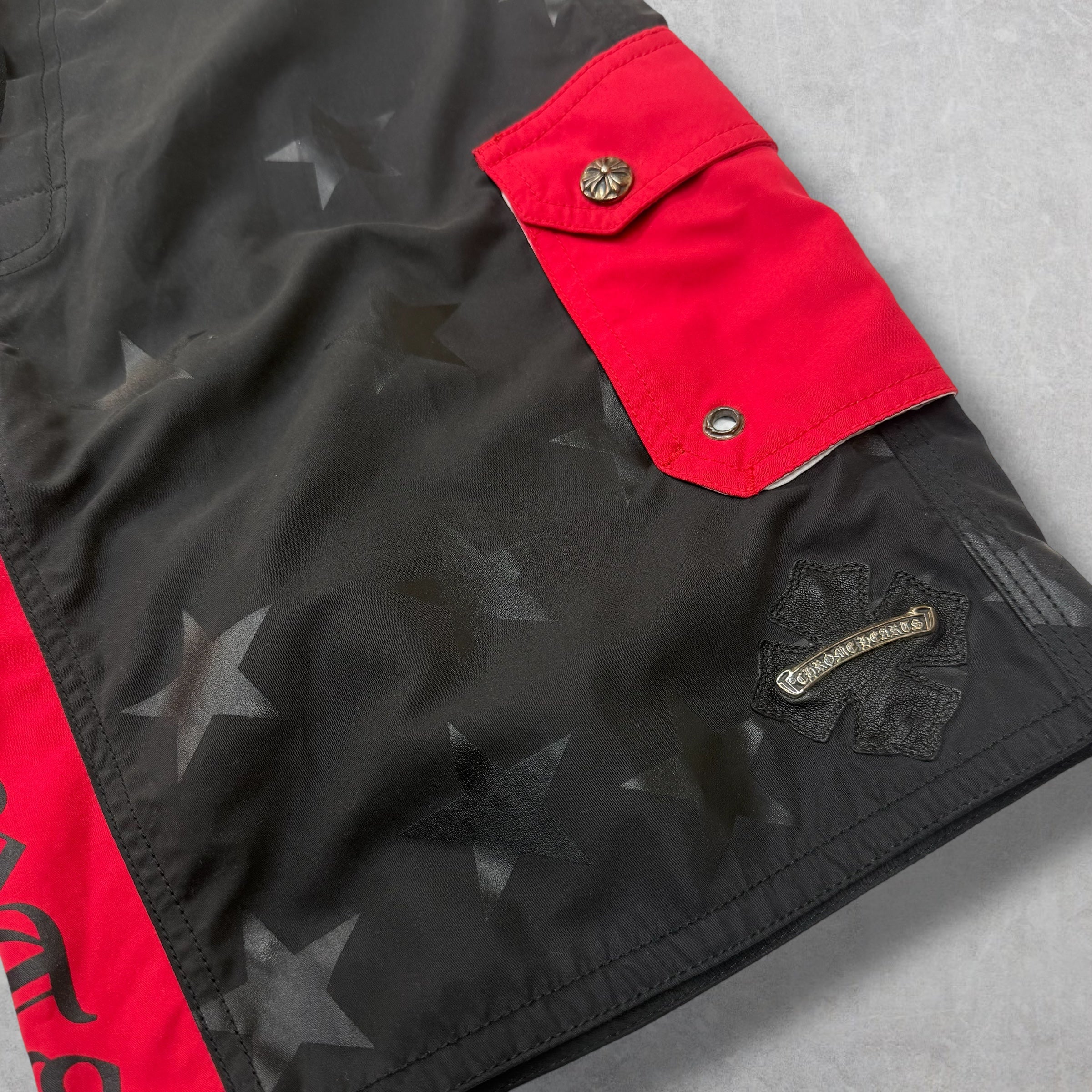 Chrome Hearts Leather Plus Patch Swim Shorts 31