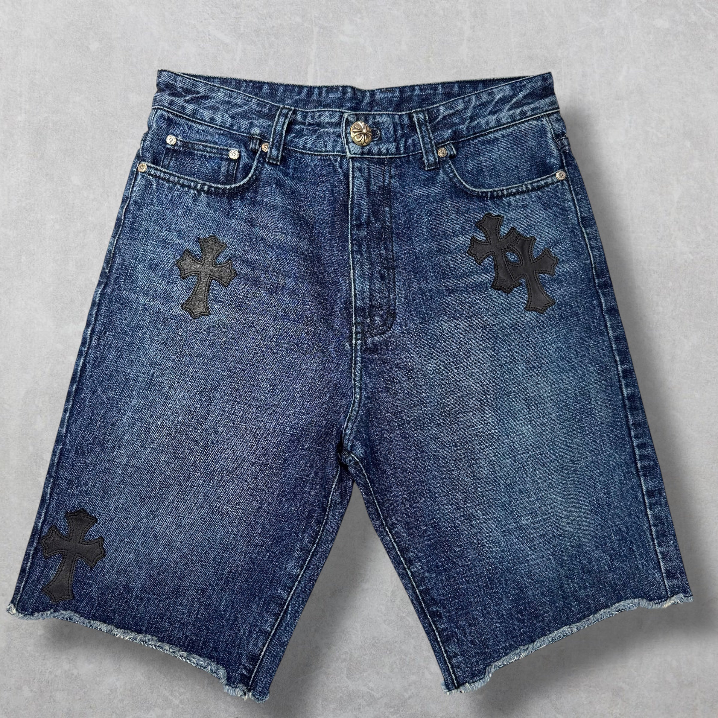 Chrome Hearts Turbo Diesel Cross Patch Shorts 28