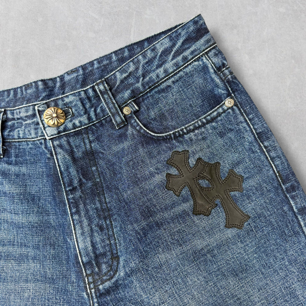 Chrome Hearts Turbo Diesel Cross Patch Shorts 28