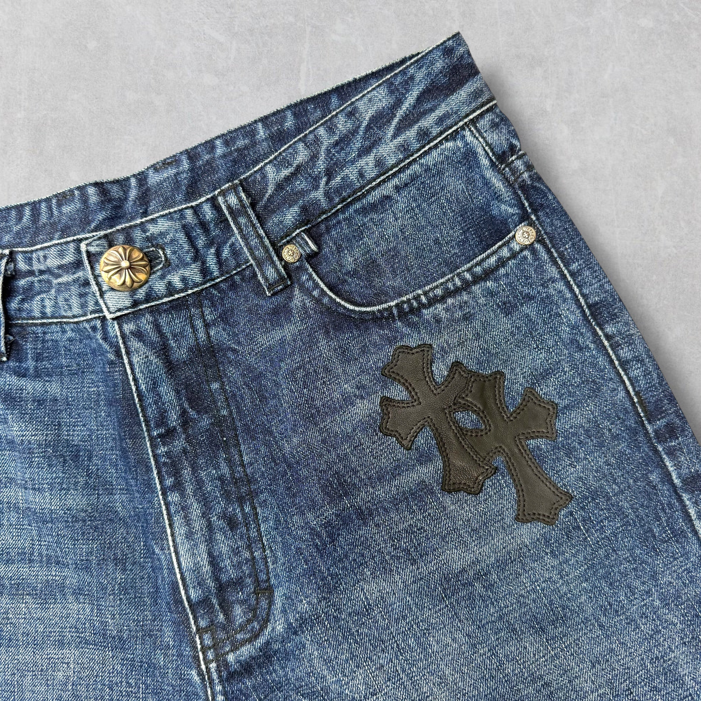 Chrome Hearts Turbo Diesel Cross Patch Shorts 28