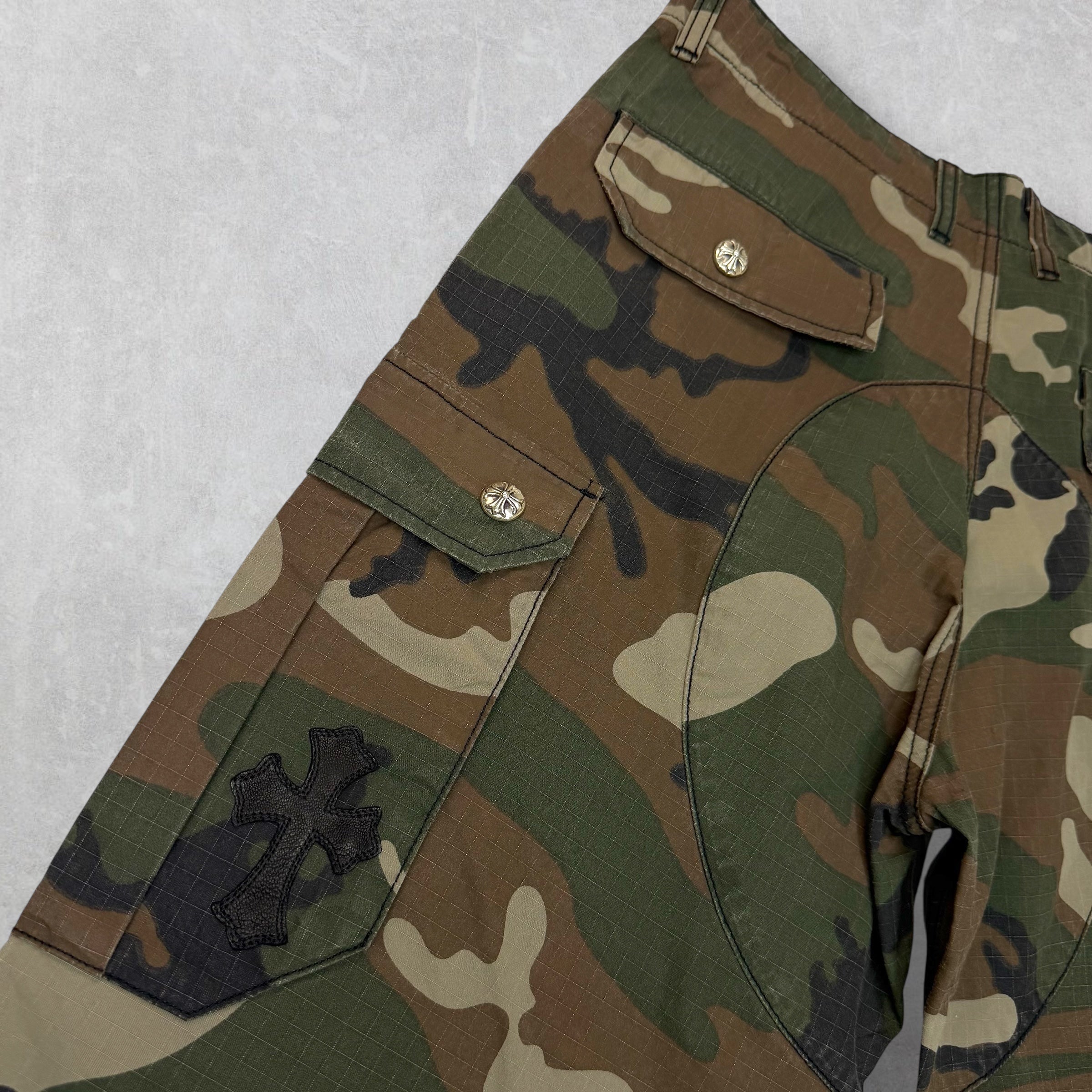 Chrome Hearts Cross Patch Camo Cargo Pants 34