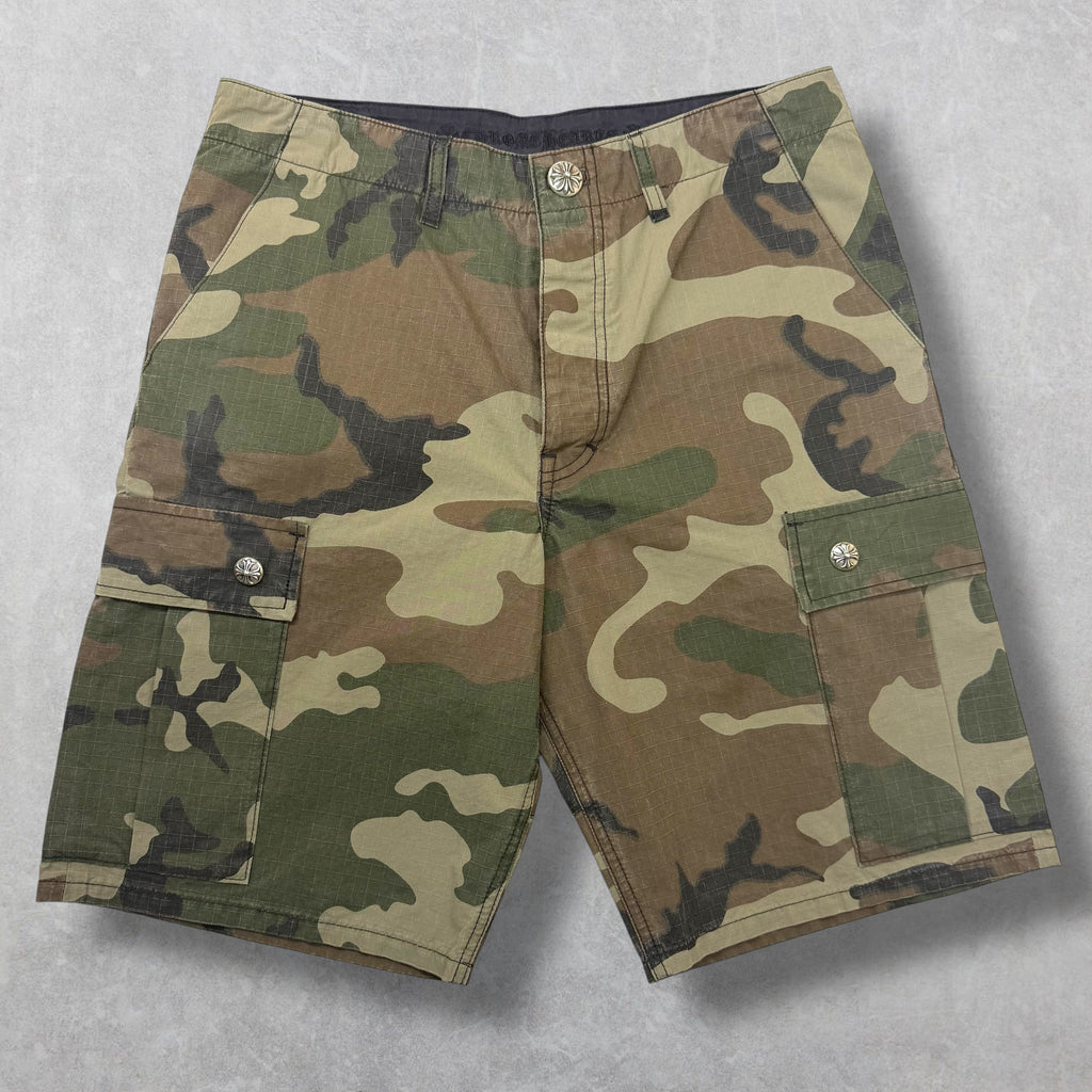 Chrome Hearts Cross Patch Camo Cargo Shorts 32
