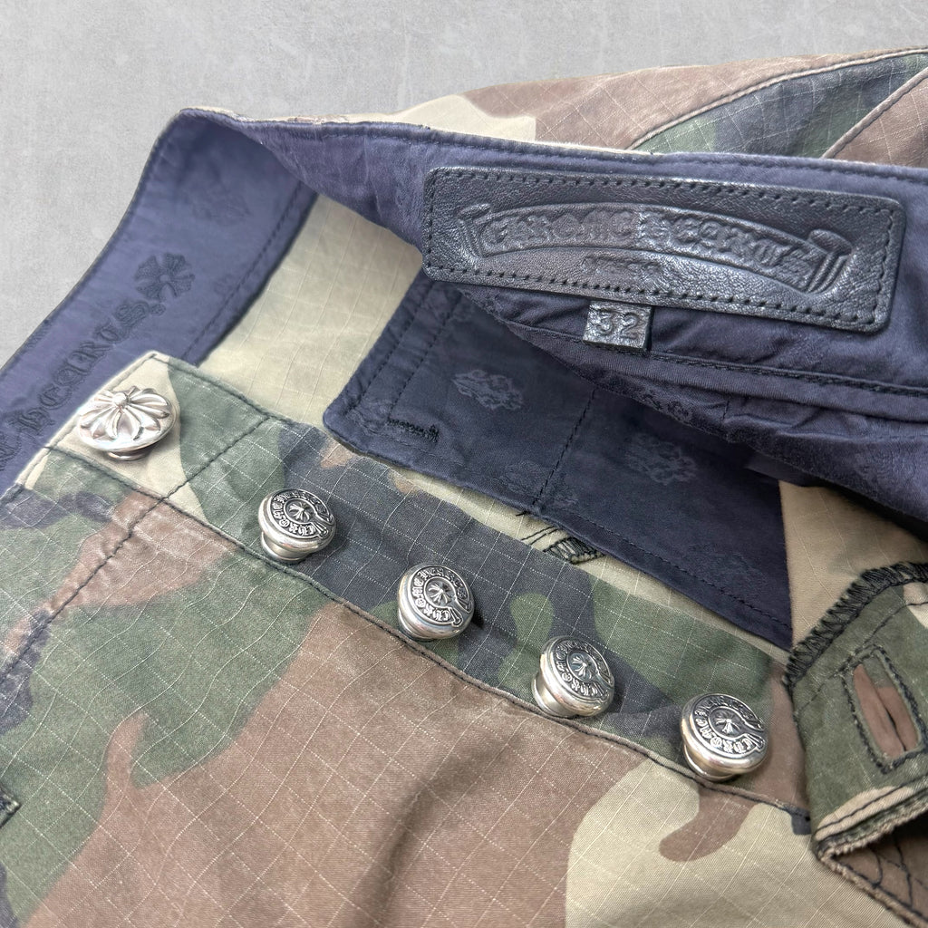 Chrome Hearts Cross Patch Camo Cargo Shorts 32