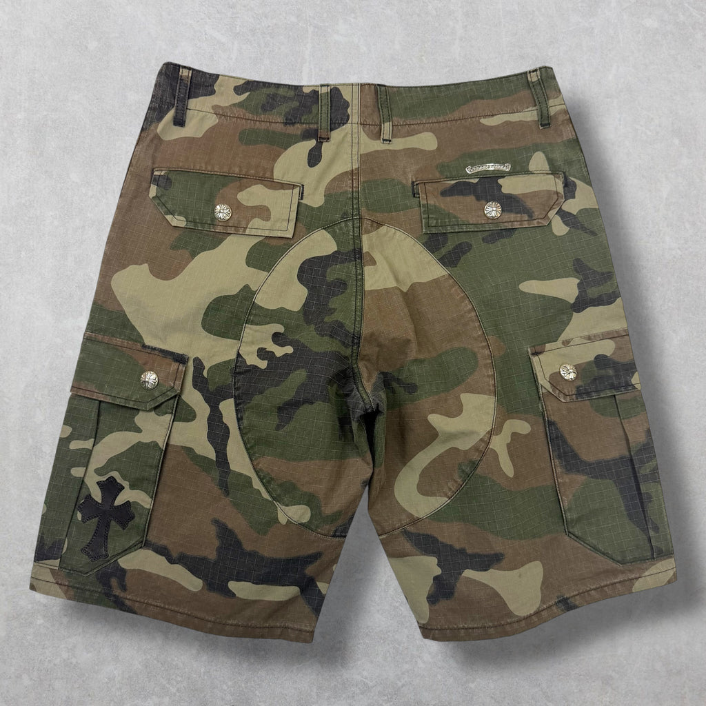 Chrome Hearts Cross Patch Camo Cargo Shorts 32