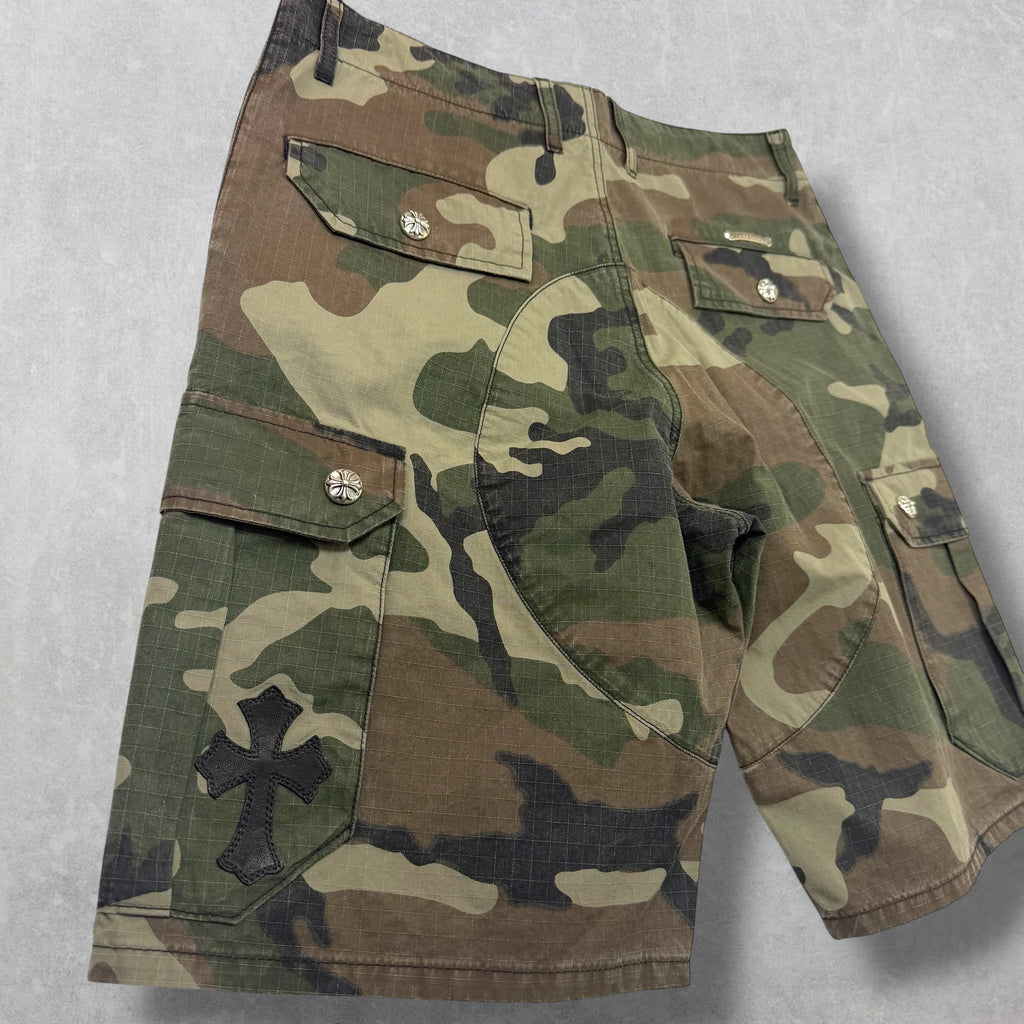 Chrome Hearts Cross Patch Camo Cargo Shorts 32