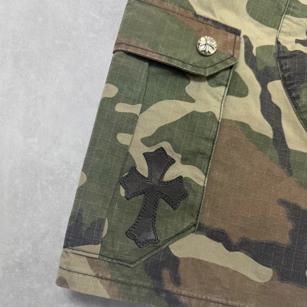 Chrome Hearts Cross Patch Camo Cargo Shorts 32
