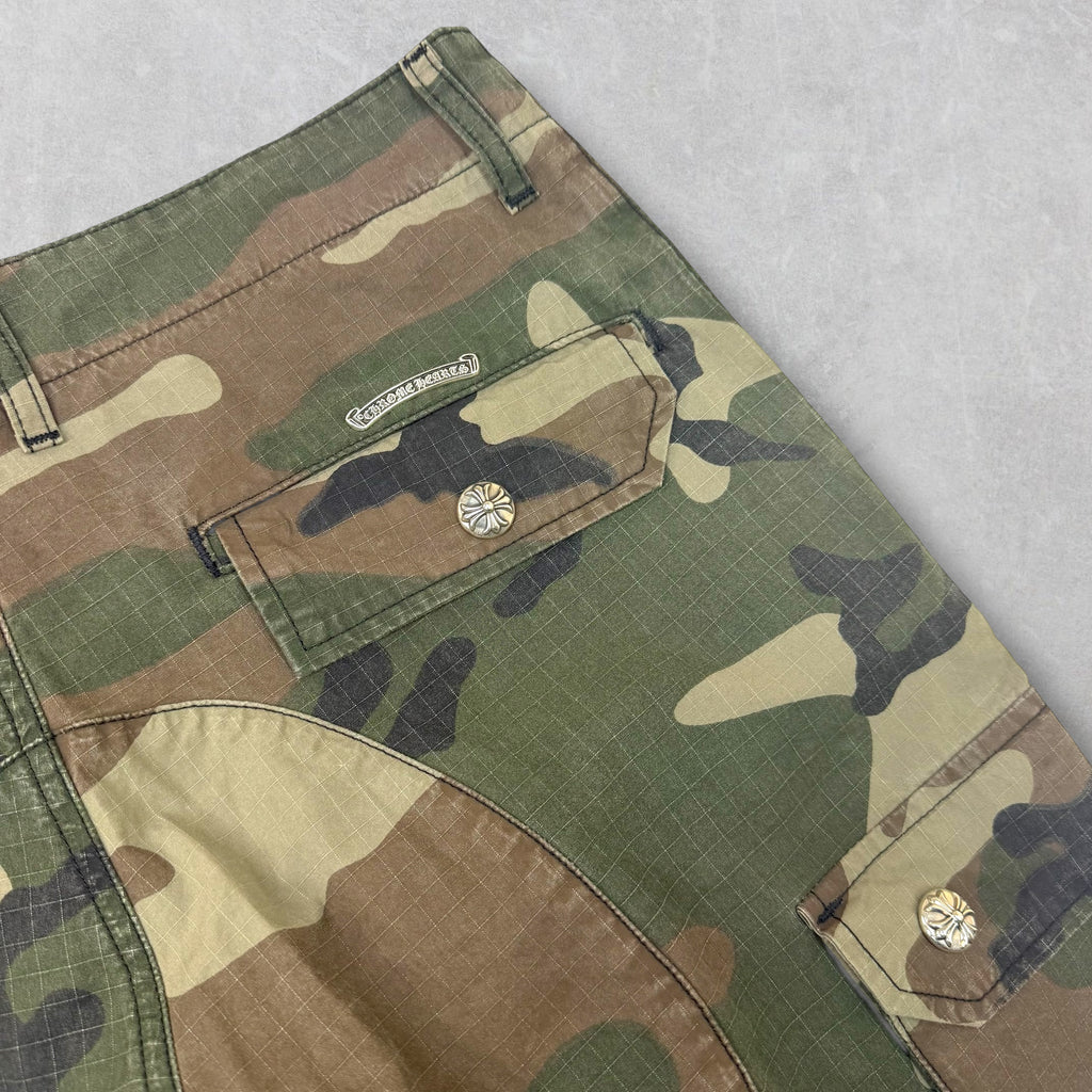 Chrome Hearts Cross Patch Camo Cargo Shorts 32