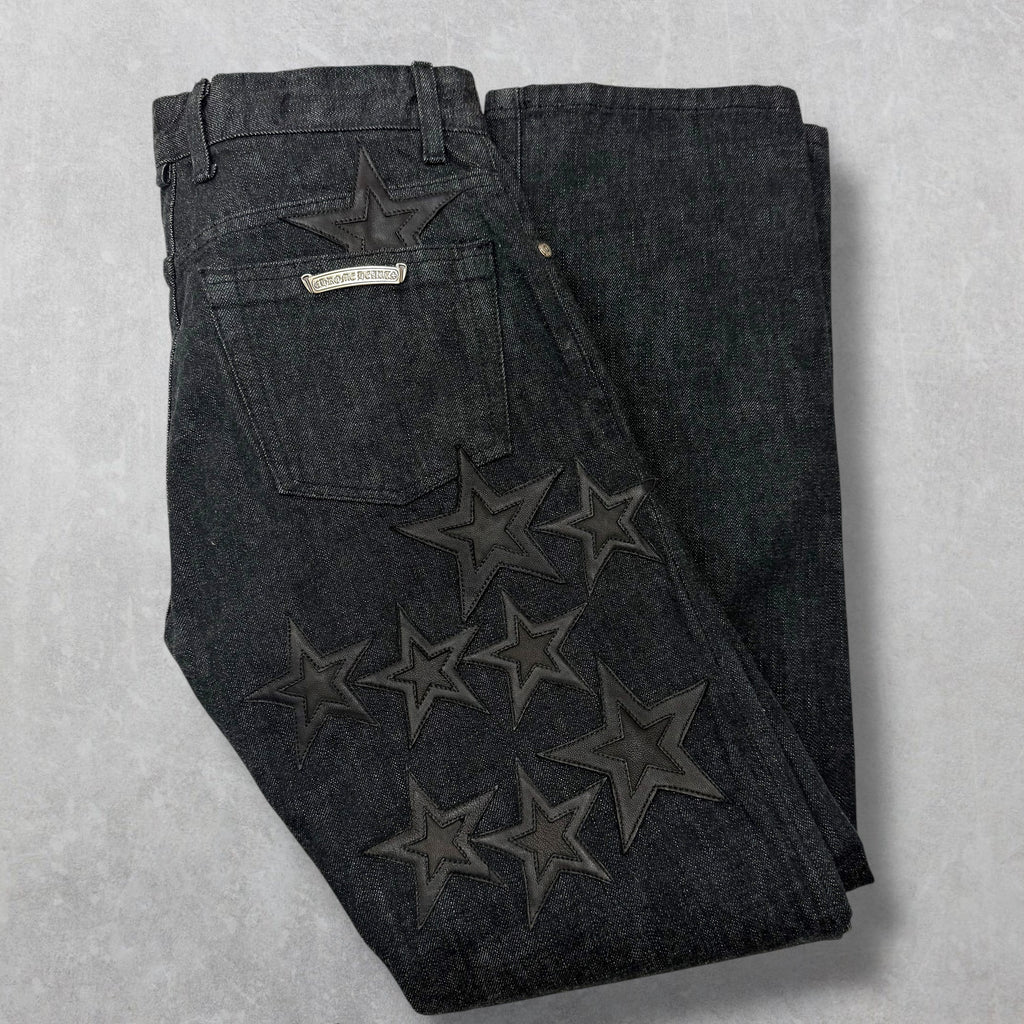 Chrome Hearts Star Patch Fleur Knee Jeans 28