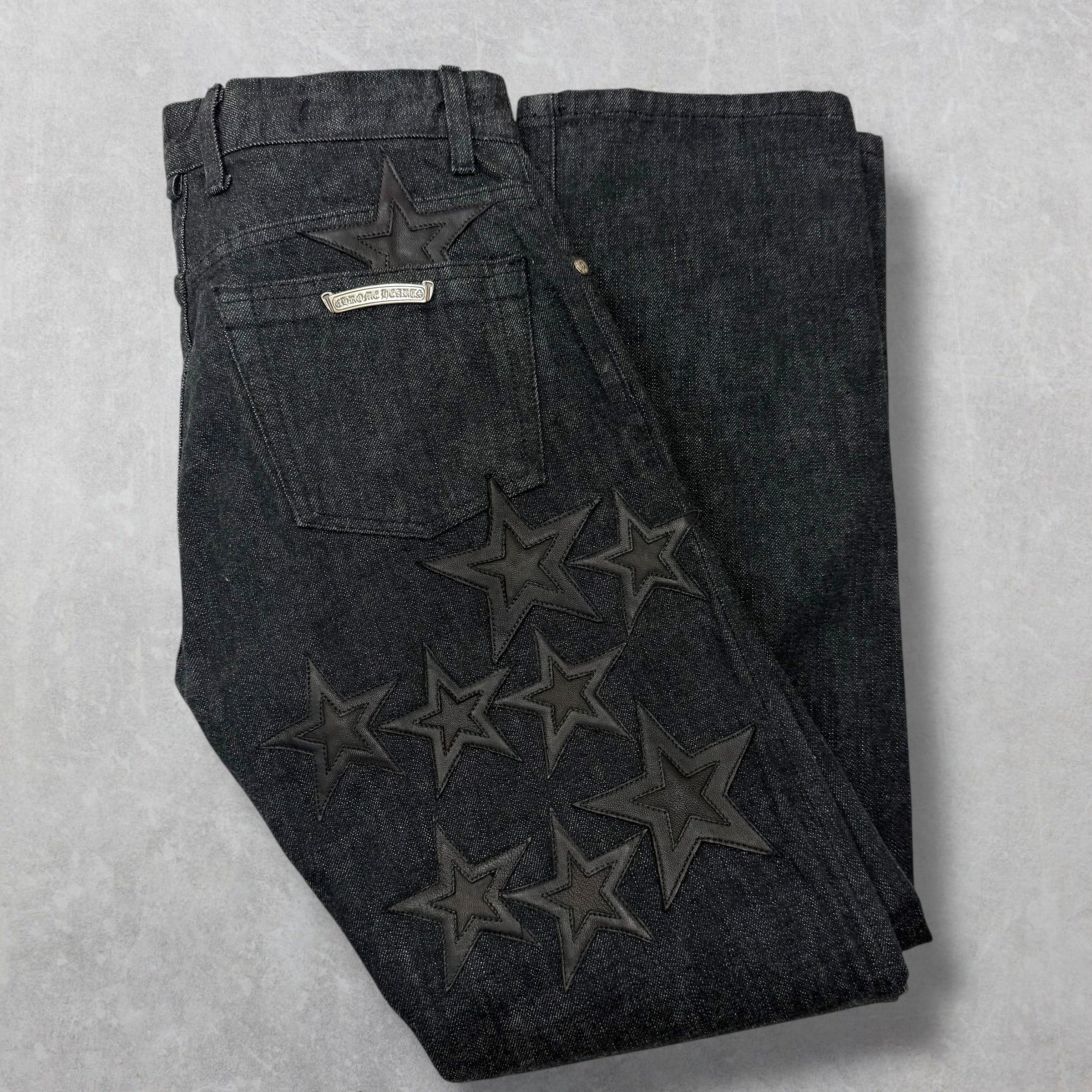 Chrome Hearts Star Patch Fleur Knee Jeans 28