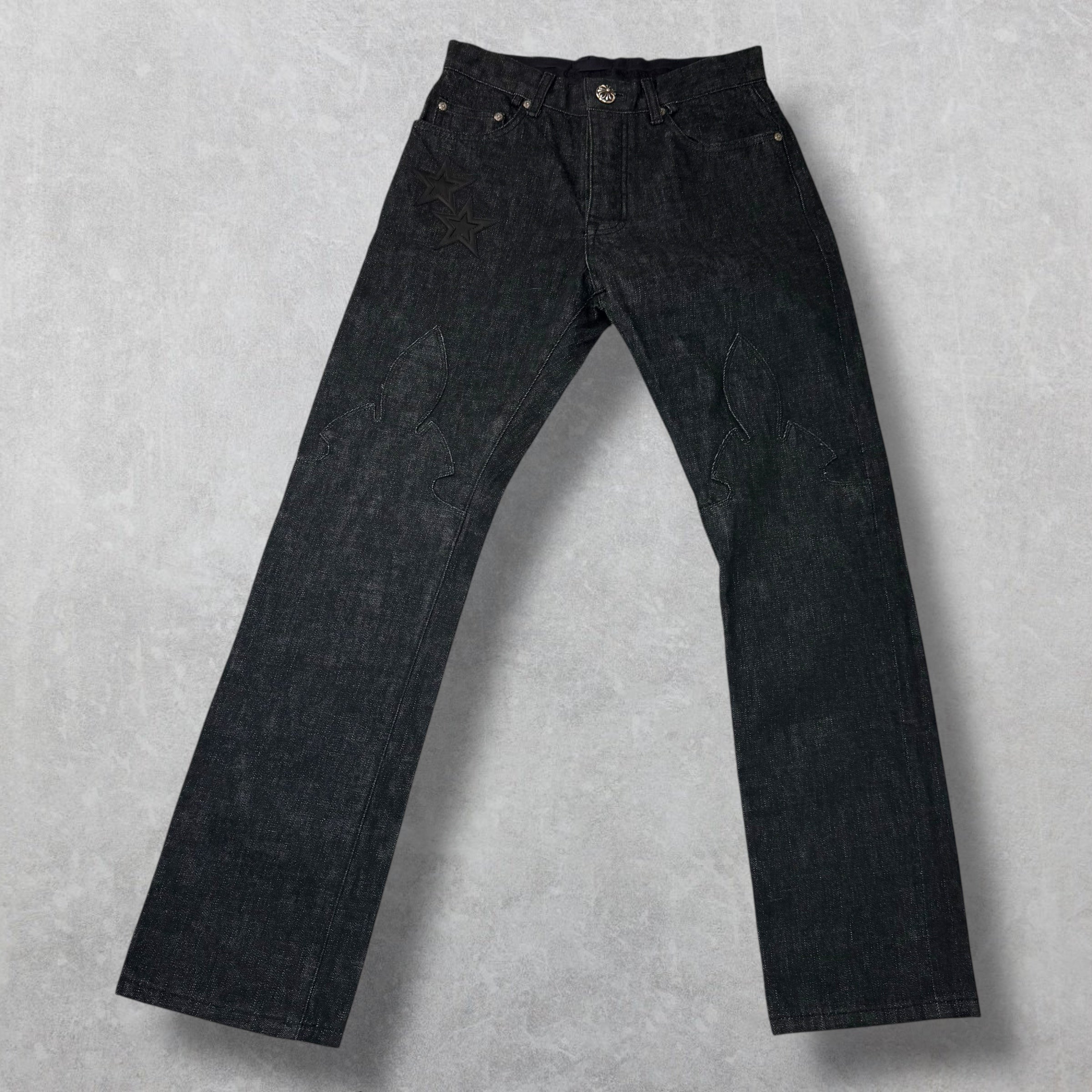 Chrome Hearts Star Patch Fleur Knee Jeans 28