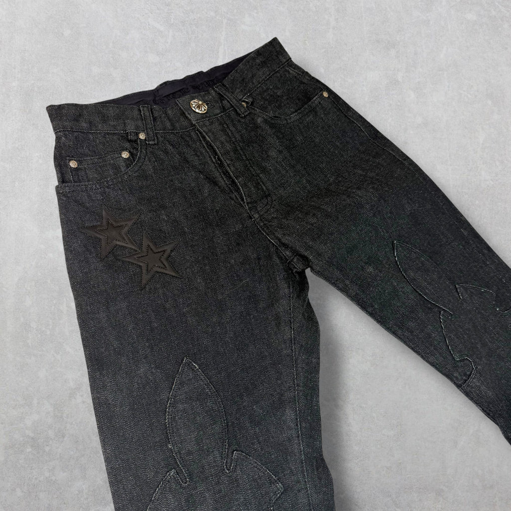 Chrome Hearts Star Patch Fleur Knee Jeans 28