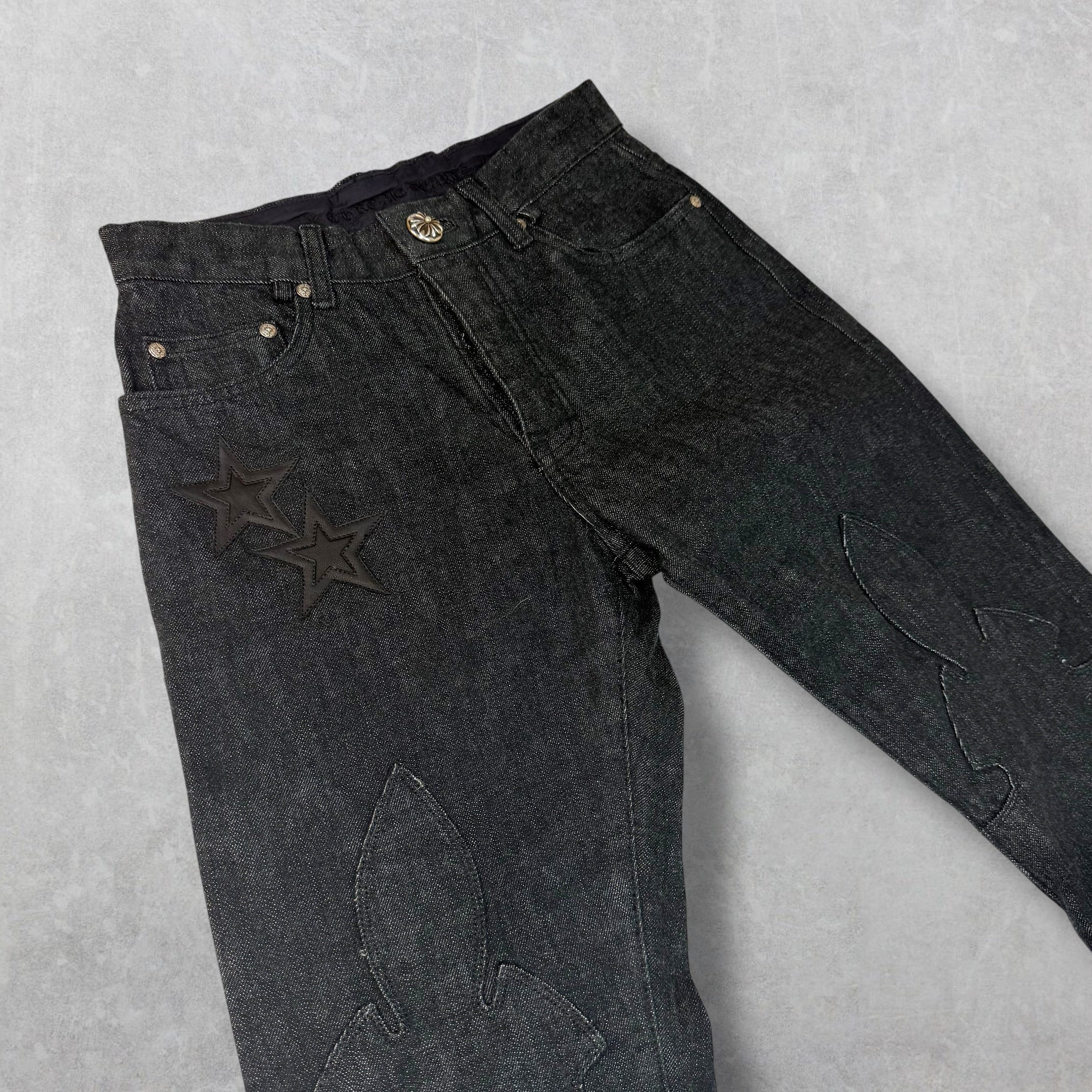 Chrome Hearts Star Patch Fleur Knee Jeans 28