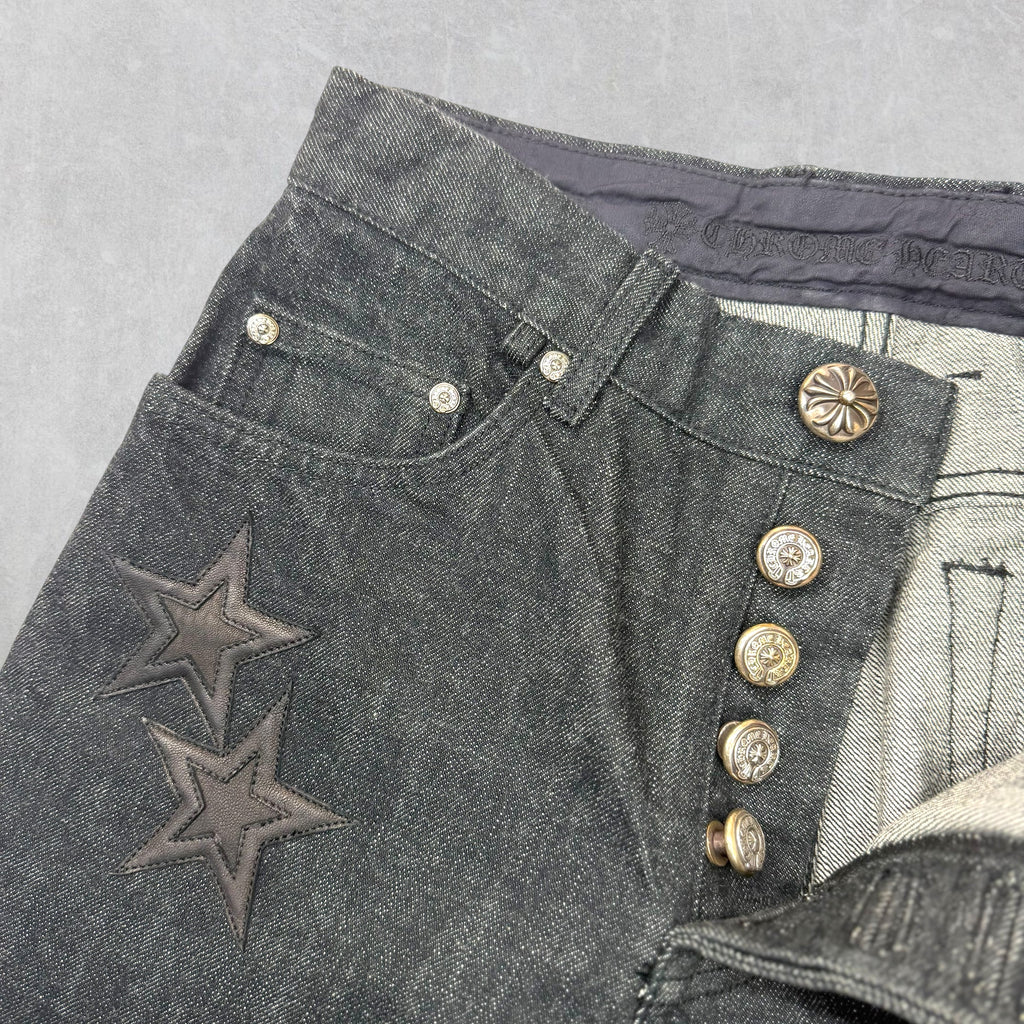 Chrome Hearts Star Patch Fleur Knee Jeans 28