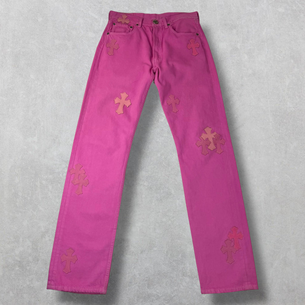Chrome Hearts Sex Records Cross Patch Pink Denim 30