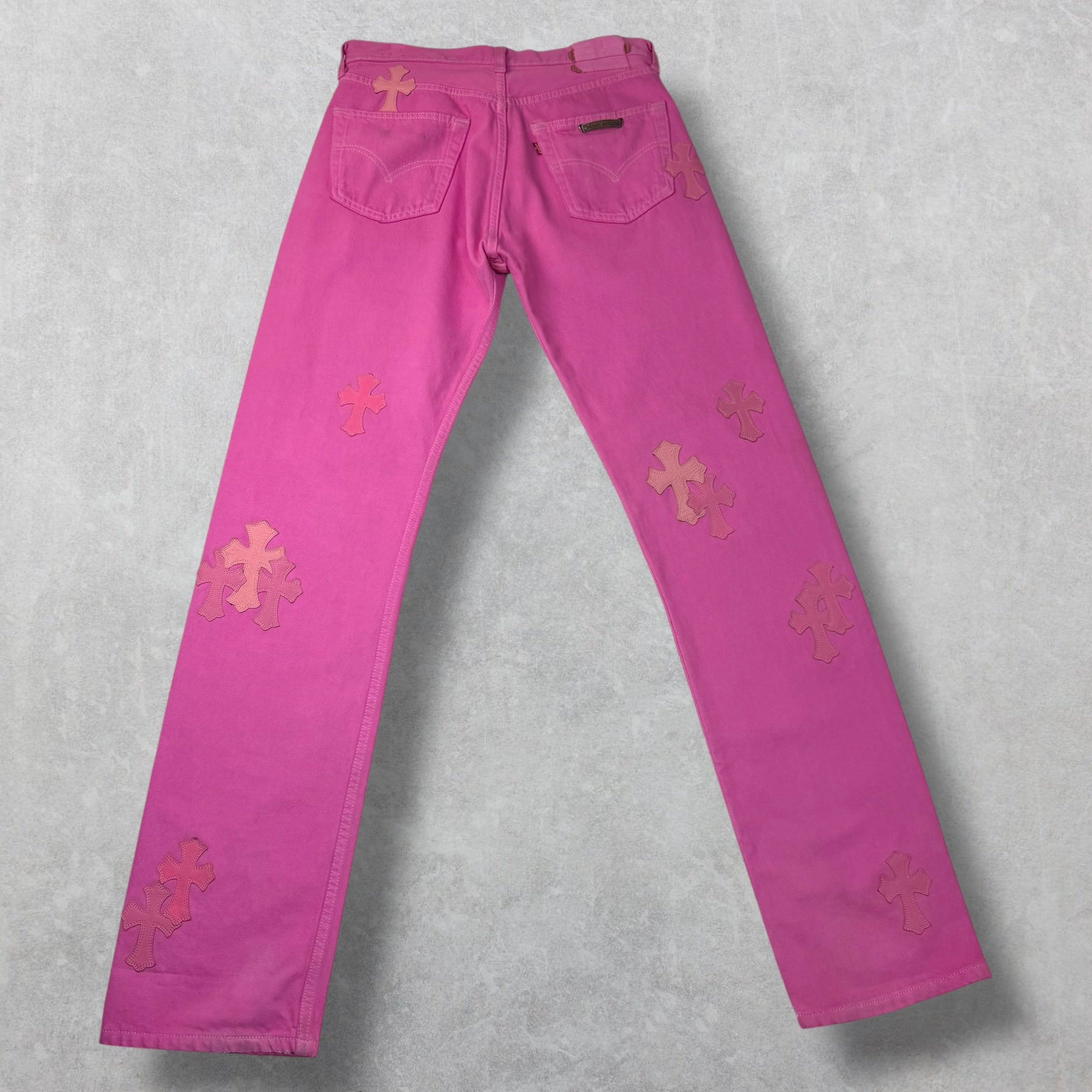 Chrome Hearts Sex Records Cross Patch Pink Denim 30