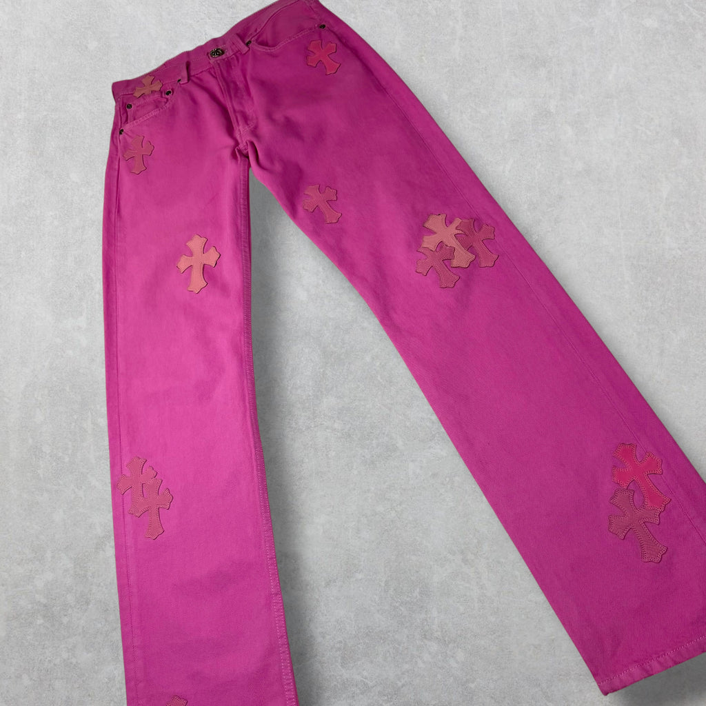 Chrome Hearts Sex Records Cross Patch Pink Denim 30