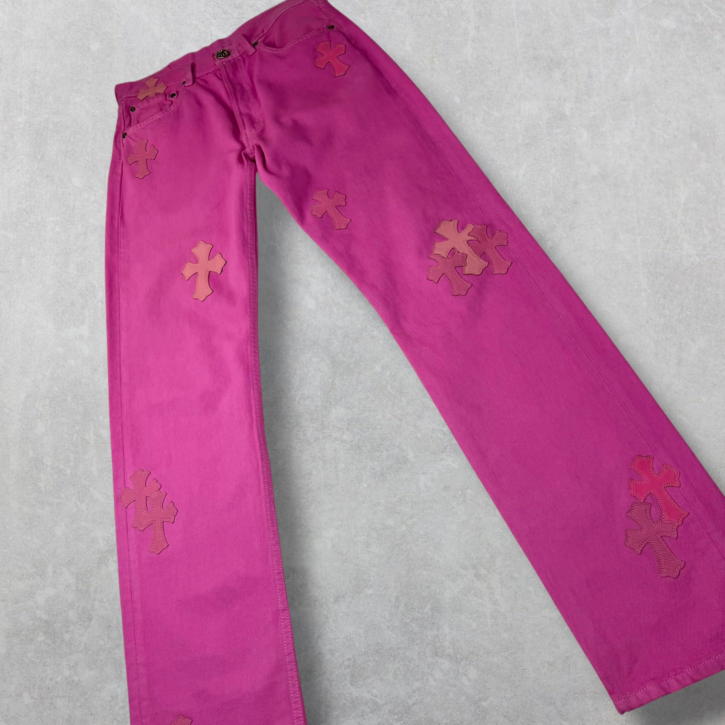 Chrome Hearts Sex Records Cross Patch Pink Denim 30
