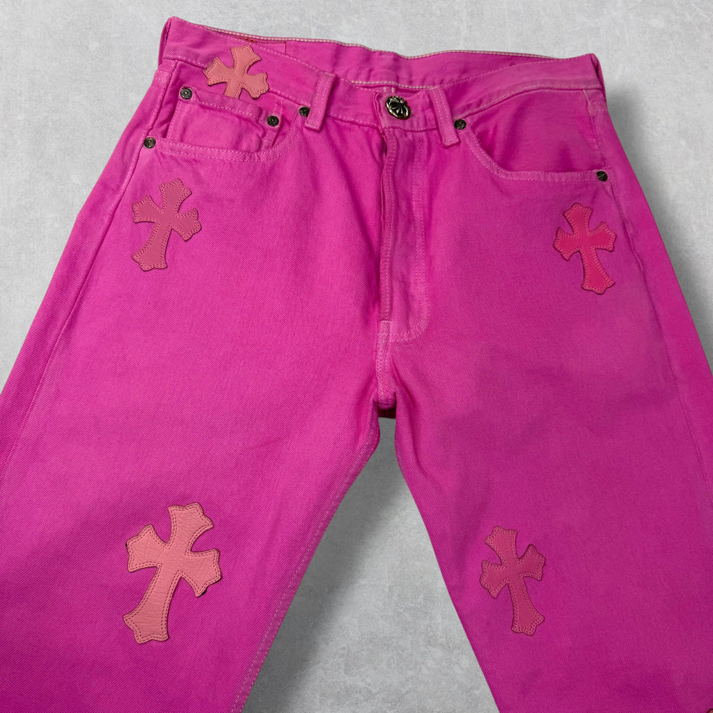 Chrome Hearts Sex Records Cross Patch Pink Denim 30