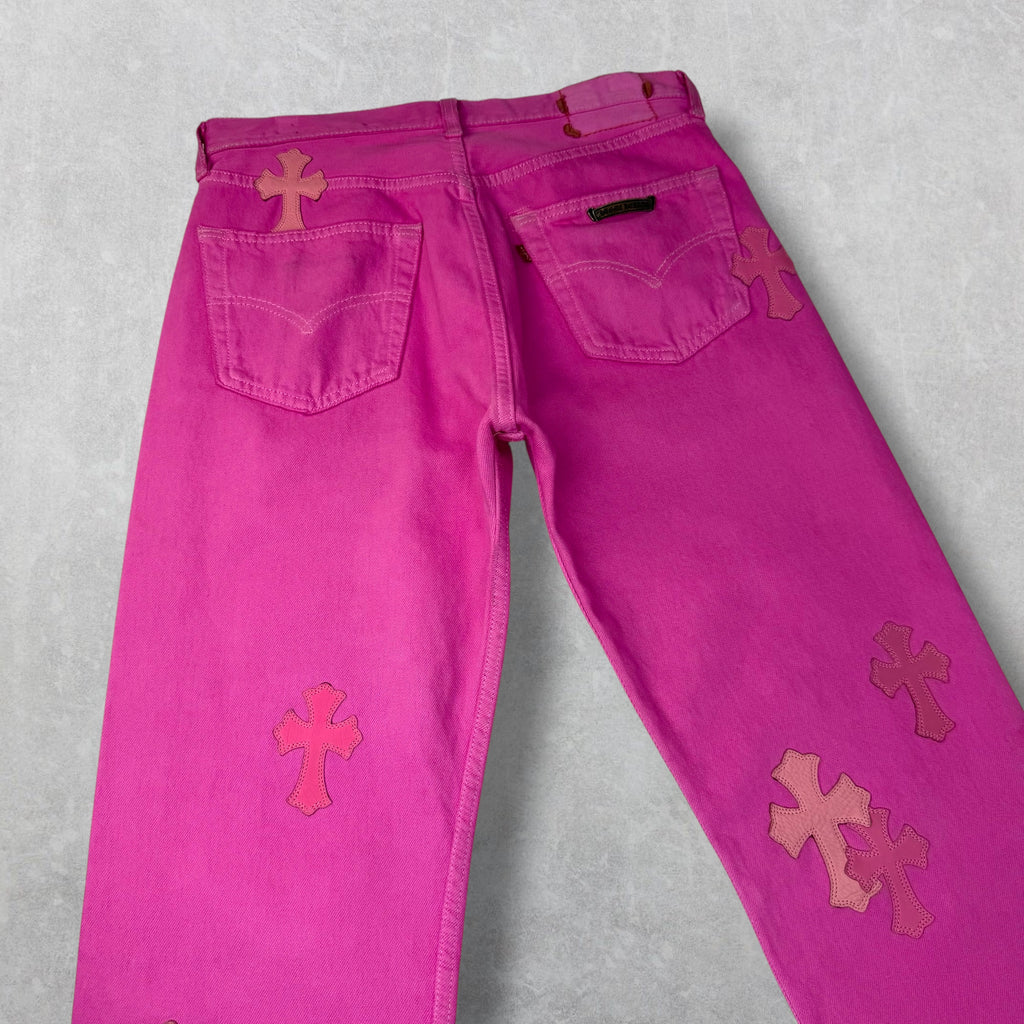 Chrome Hearts Sex Records Cross Patch Pink Denim 30