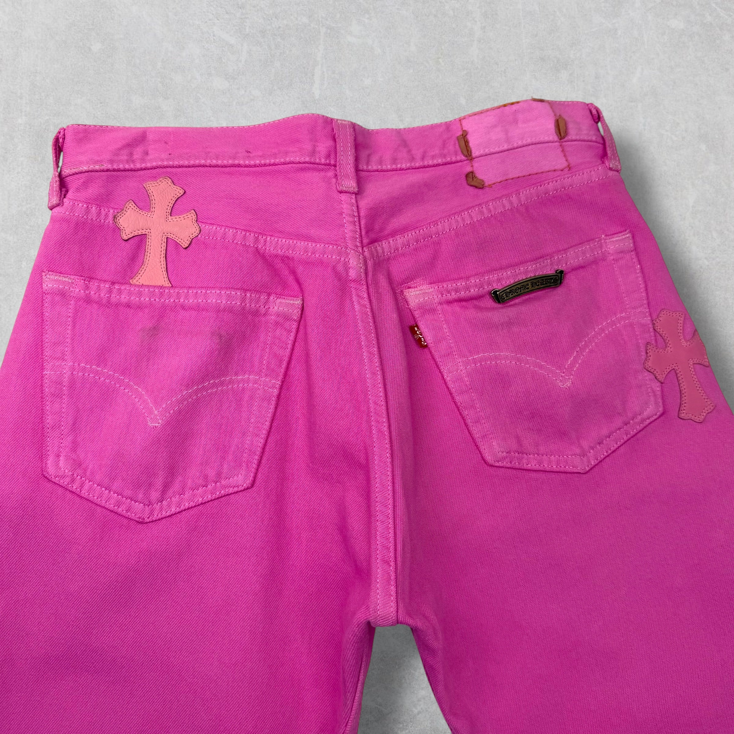 Chrome Hearts Sex Records Cross Patch Pink Denim 30