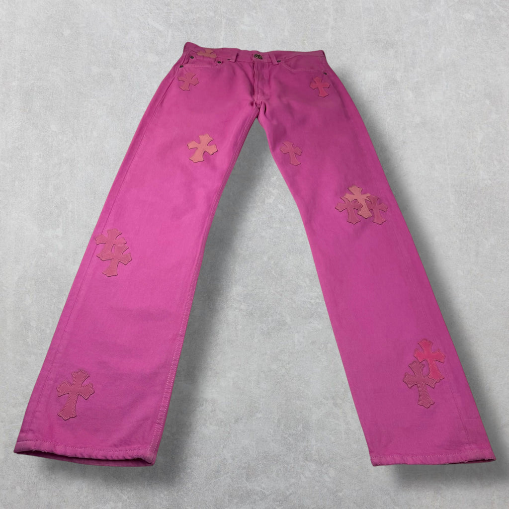 Chrome Hearts Sex Records Cross Patch Pink Denim 30