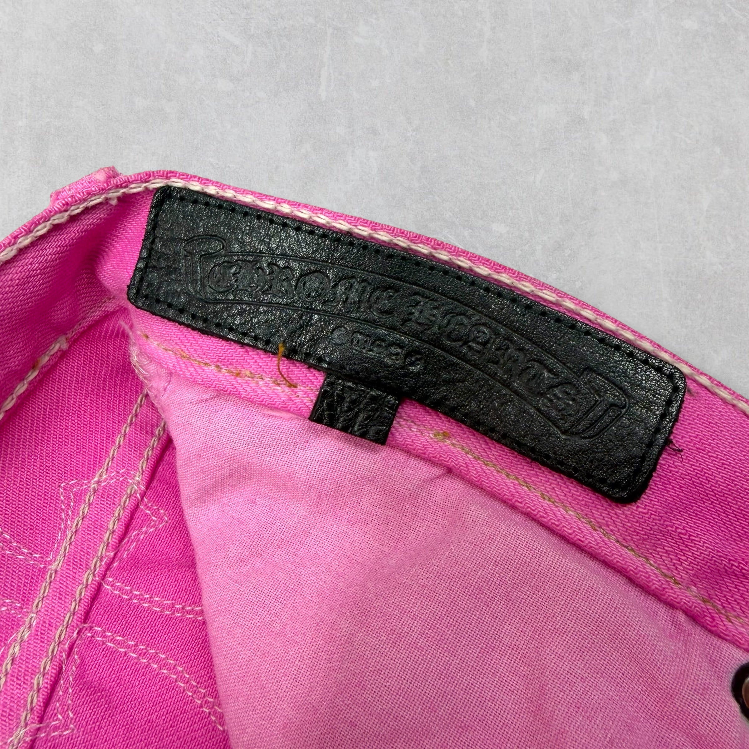 Chrome Hearts Sex Records Cross Patch Pink Denim 30