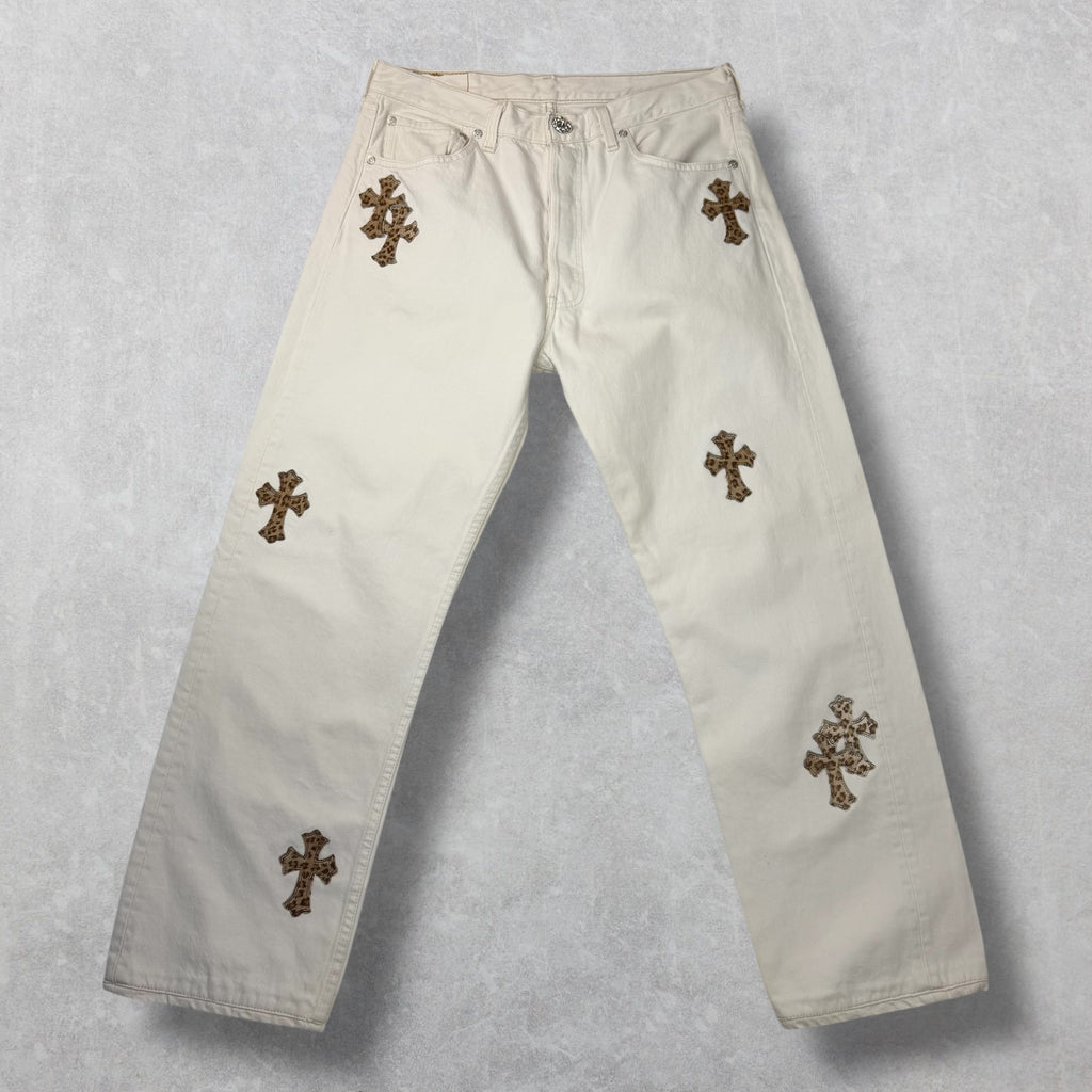 Chrome Hearts Cheetah Cross Patch Levis 501 White 31