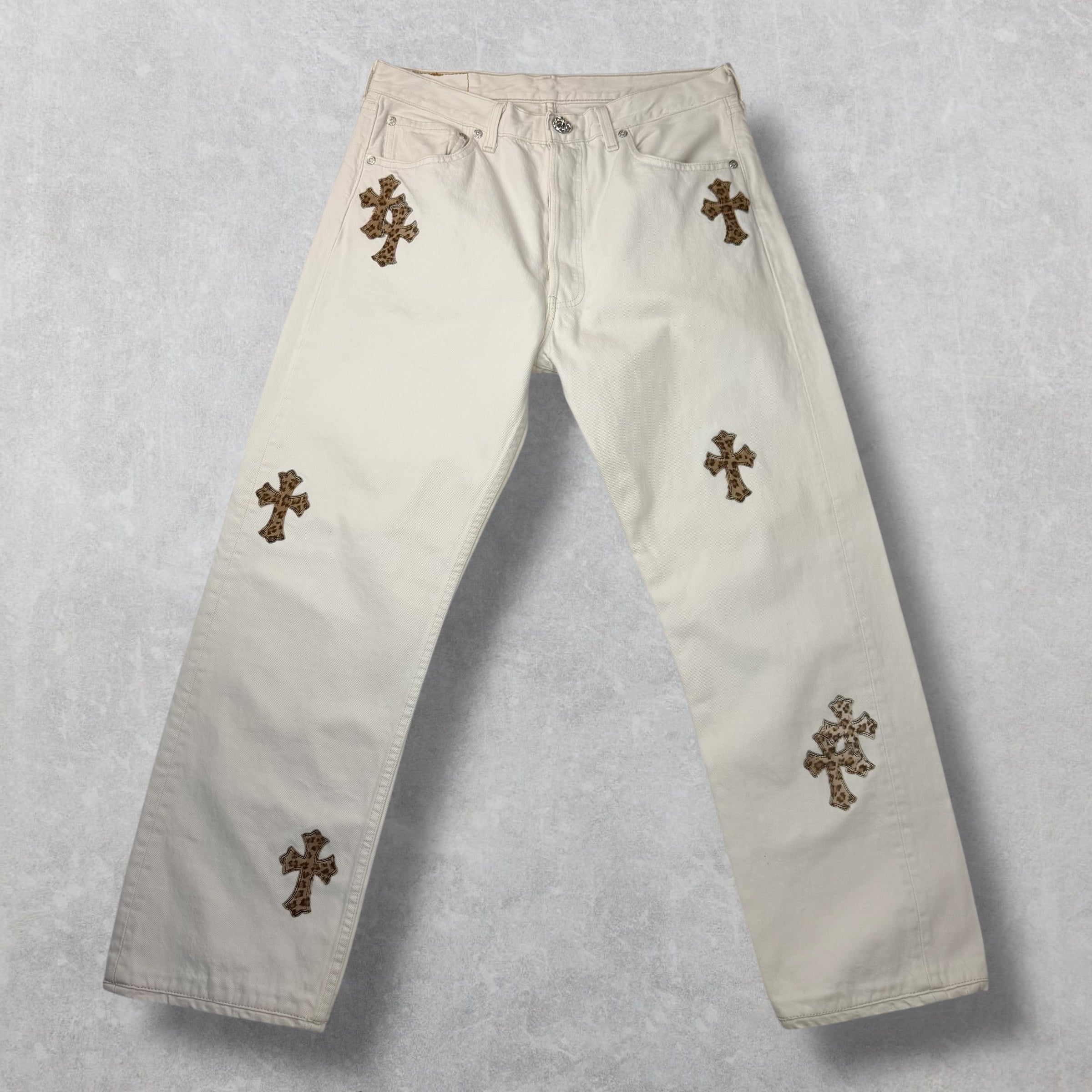 Chrome Hearts Cheetah Cross Patch Levis 501 White 31
