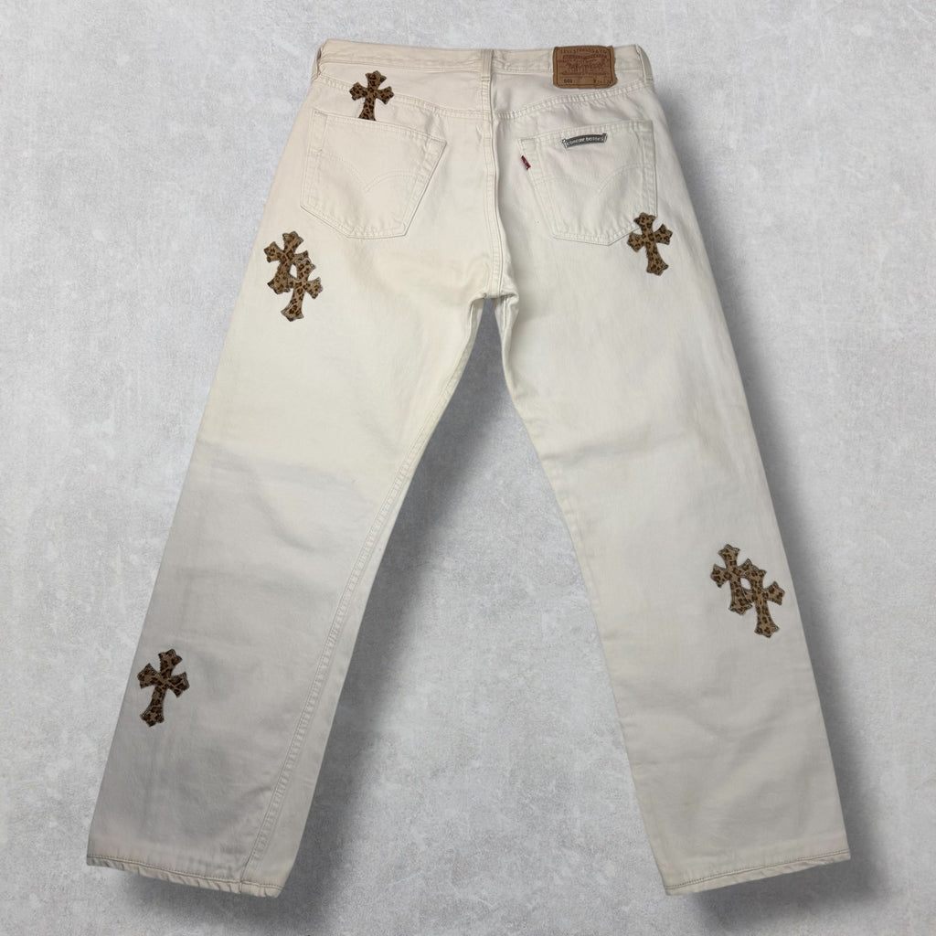 Chrome Hearts Cheetah Cross Patch Levis 501 White 31
