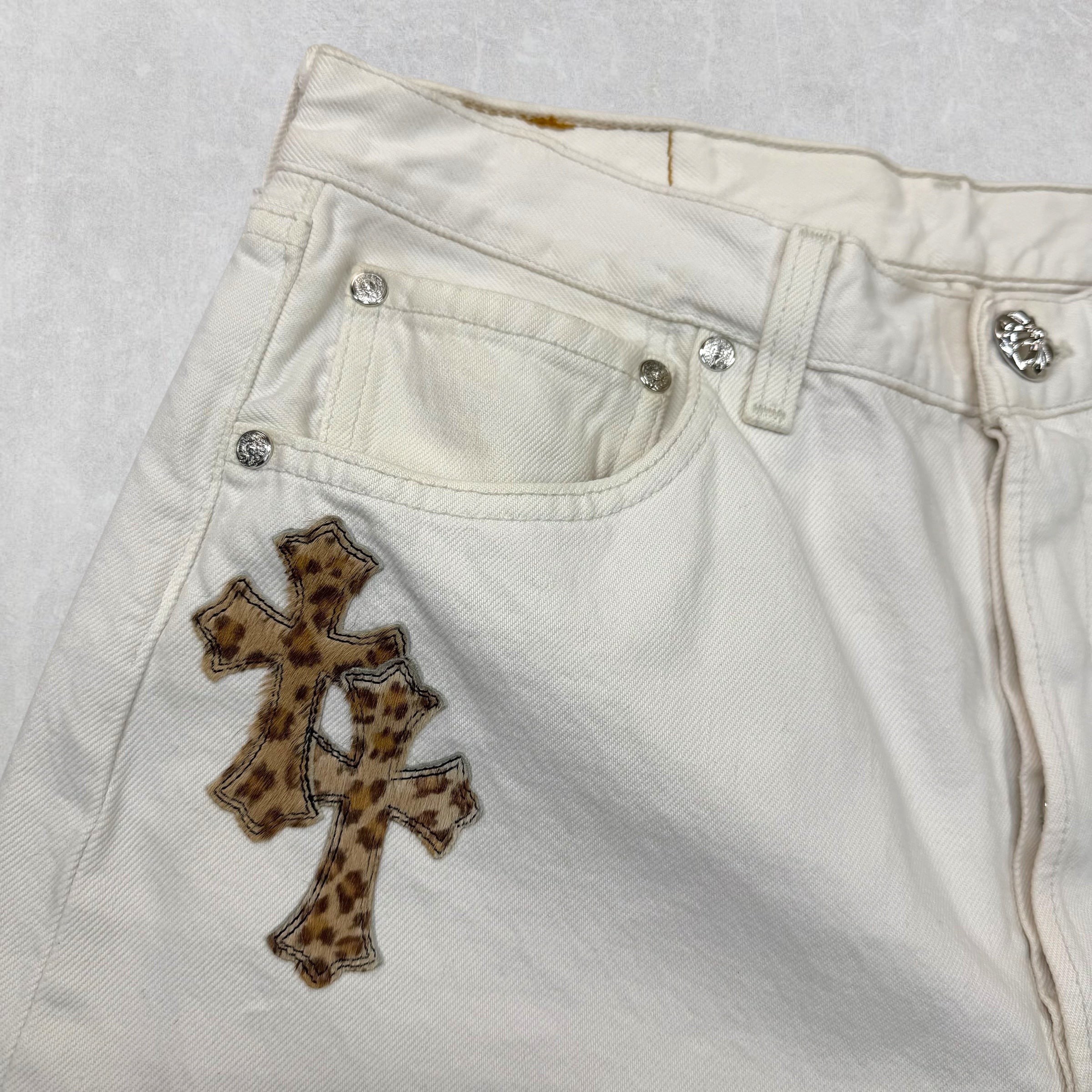 Chrome Hearts Cheetah Cross Patch Levis 501 White 31