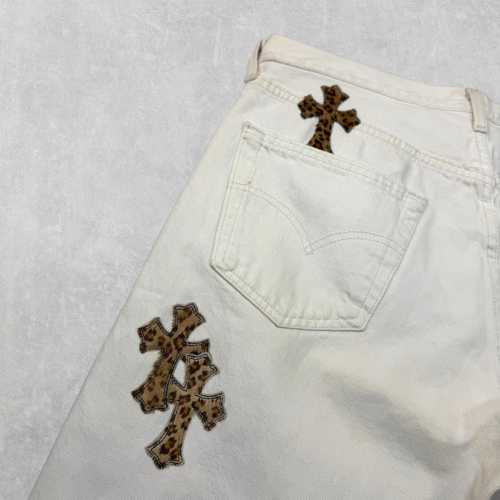 Chrome Hearts Cheetah Cross Patch Levis 501 White 31