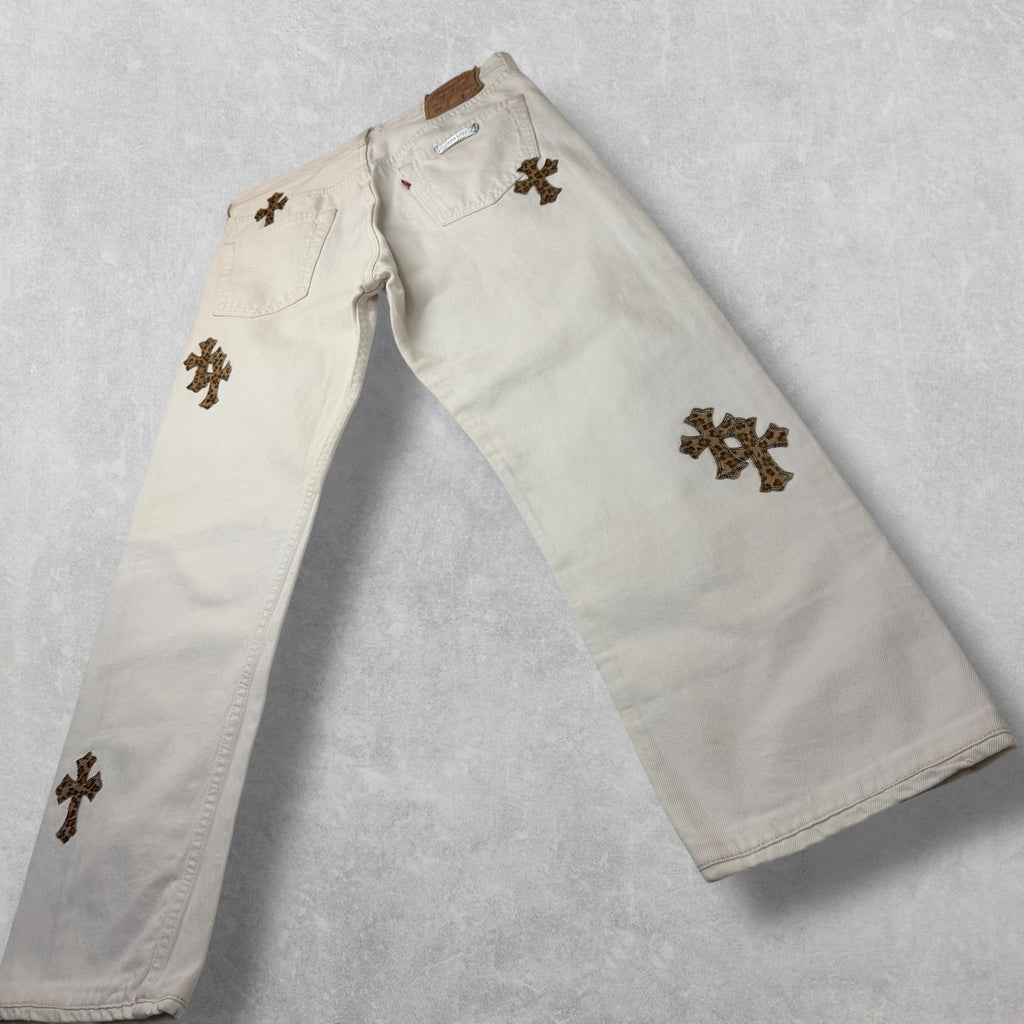 Chrome Hearts Cheetah Cross Patch Levis 501 White 31