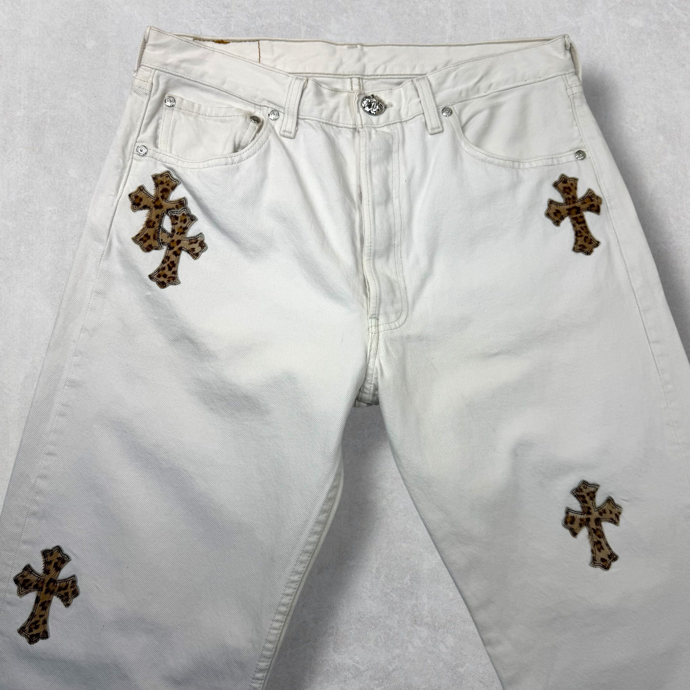 Chrome Hearts Cheetah Cross Patch Levis 501 White 31