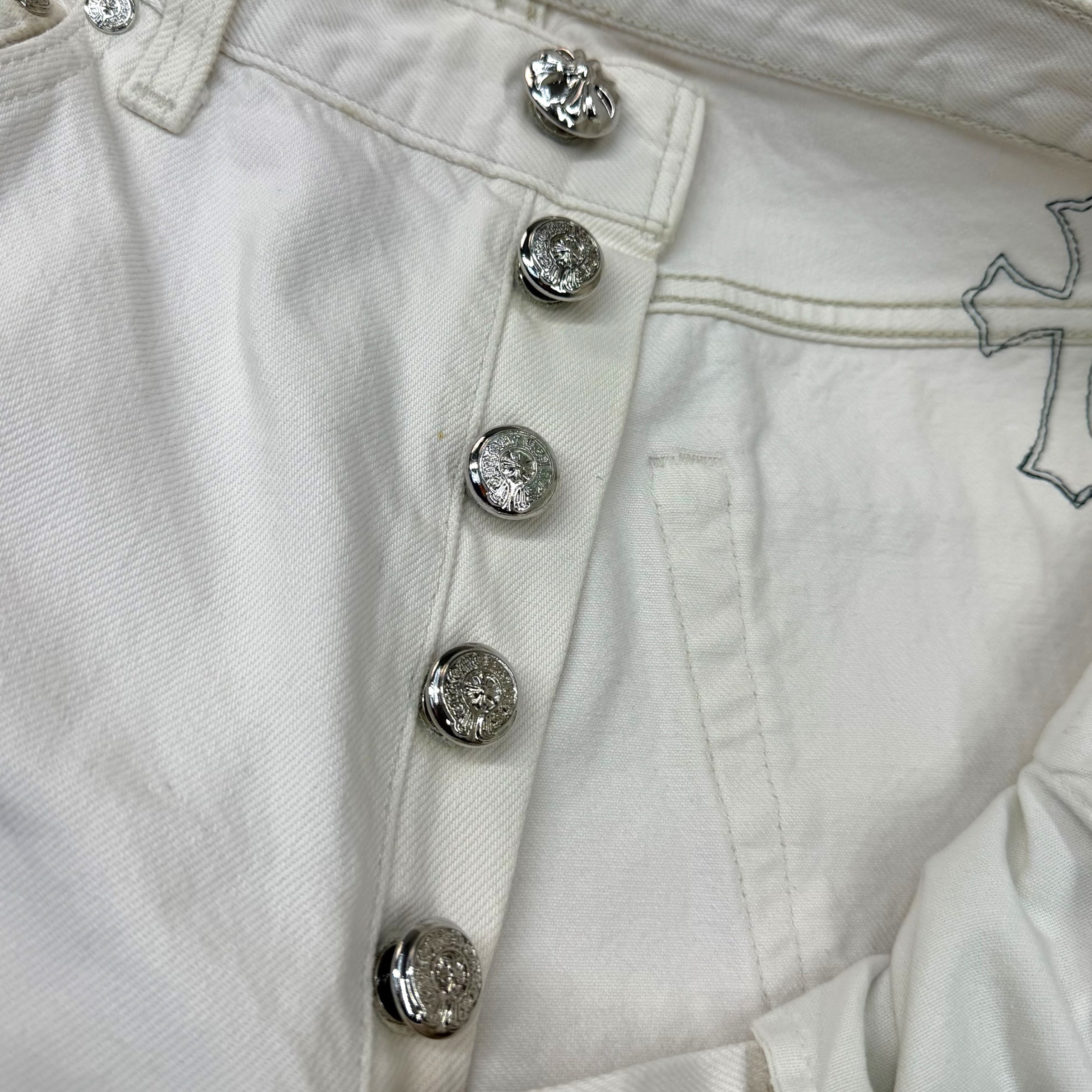 Chrome Hearts Cheetah Cross Patch Levis 501 White 31