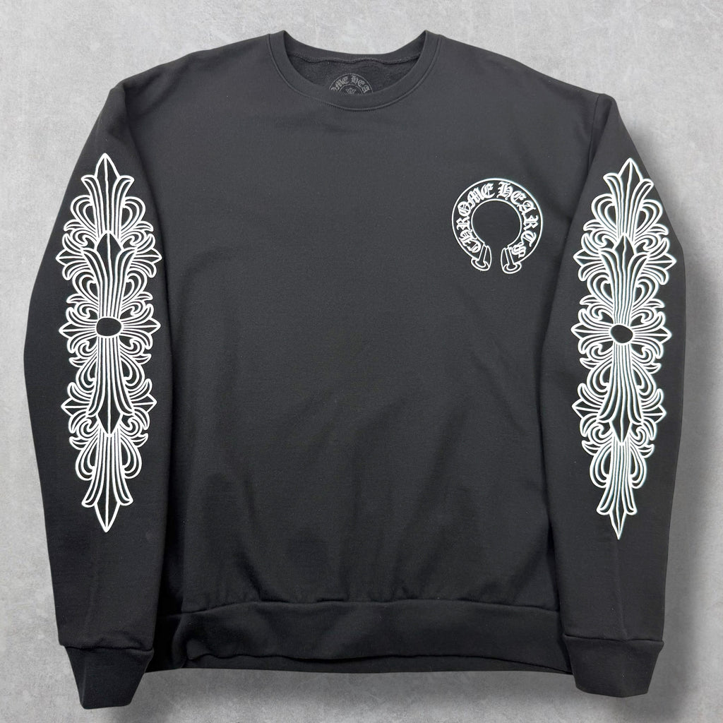 Chrome Hearts Horseshoe Floral Crewneck Black L