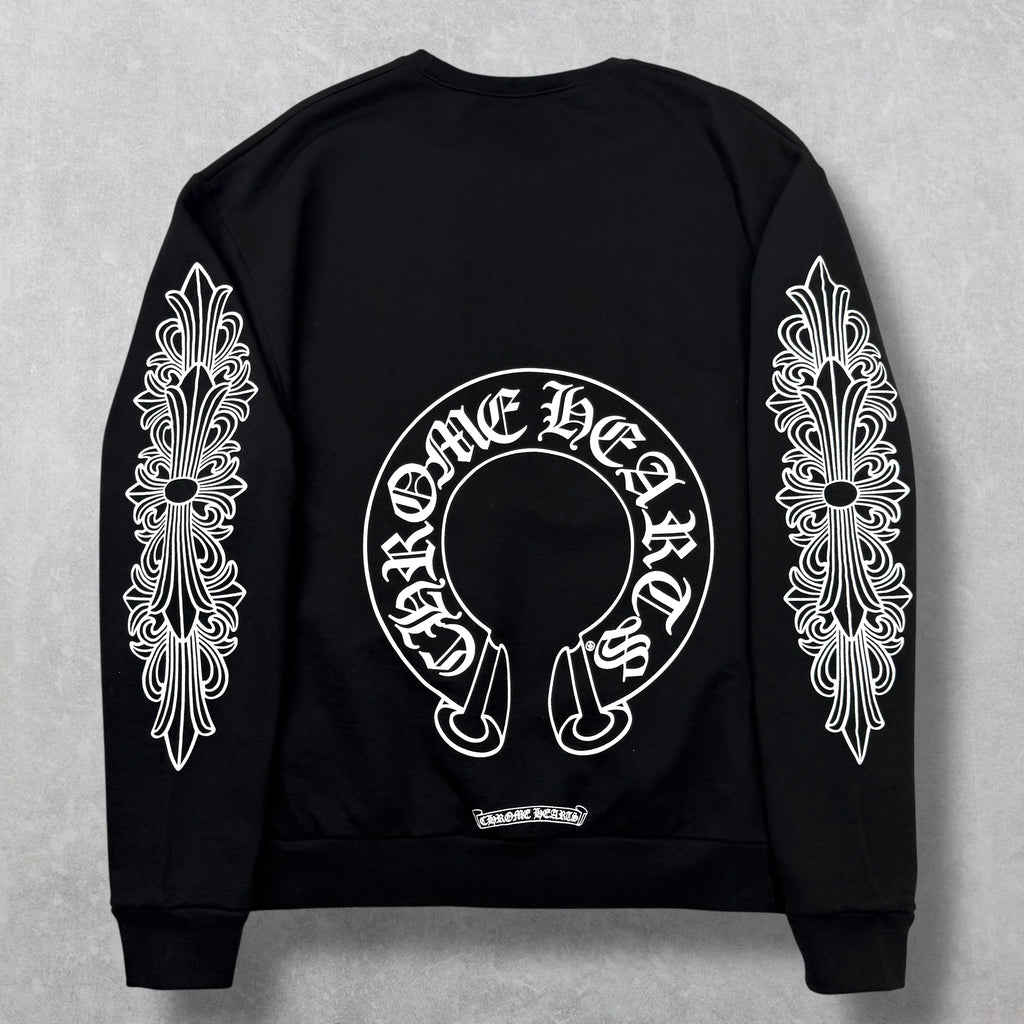 Chrome Hearts Horseshoe Floral Crewneck Black L