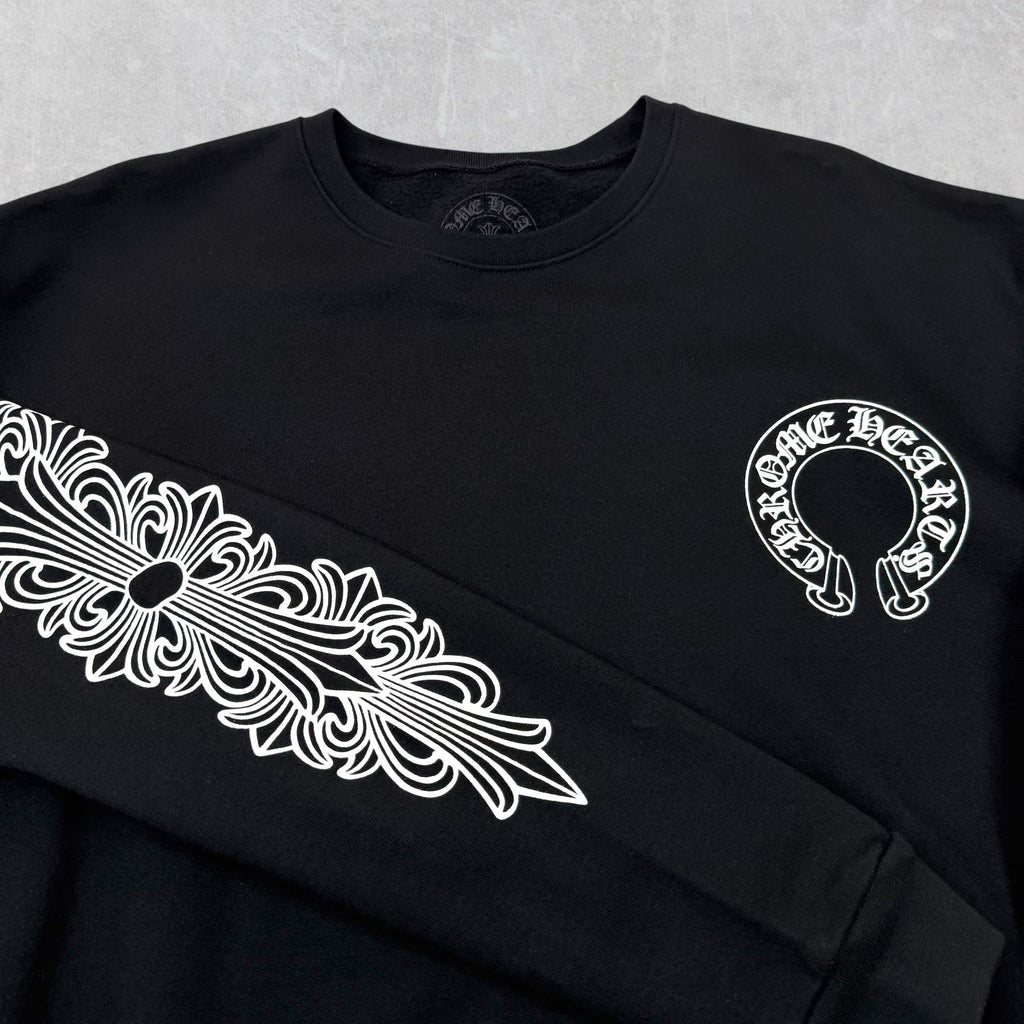 Chrome Hearts Horseshoe Floral Crewneck Black L