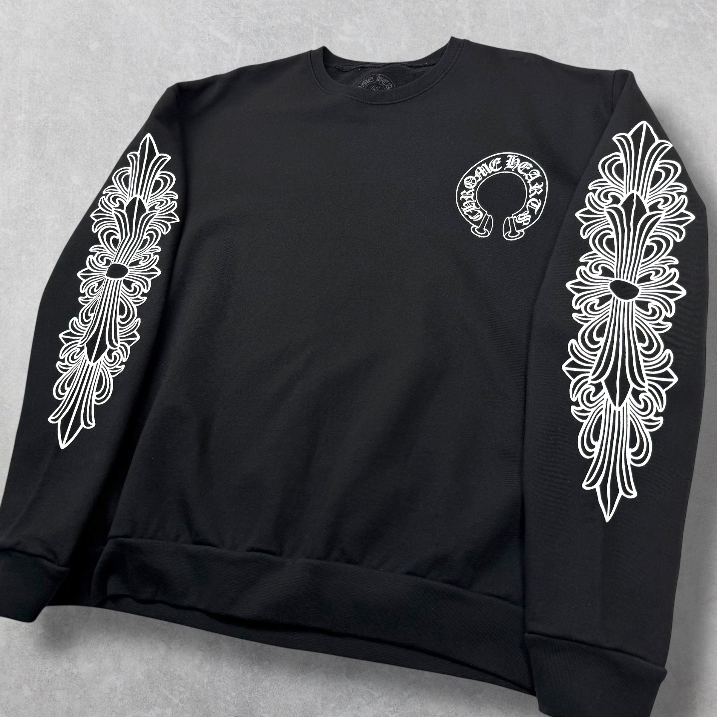 Chrome Hearts Horseshoe Floral Crewneck Black L