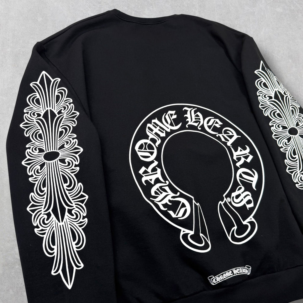 Chrome Hearts Horseshoe Floral Crewneck Black L