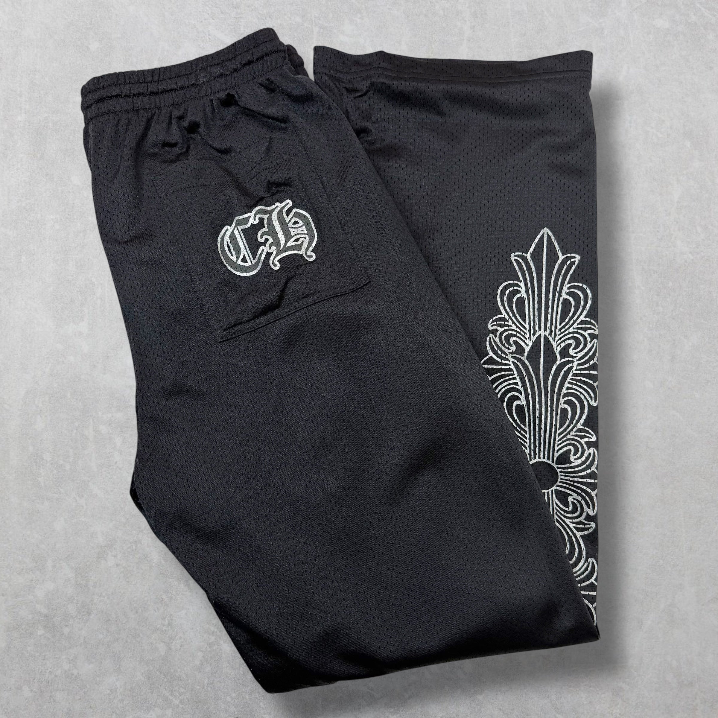 Chrome Hearts Black Mesh Warm Up Pants XXL