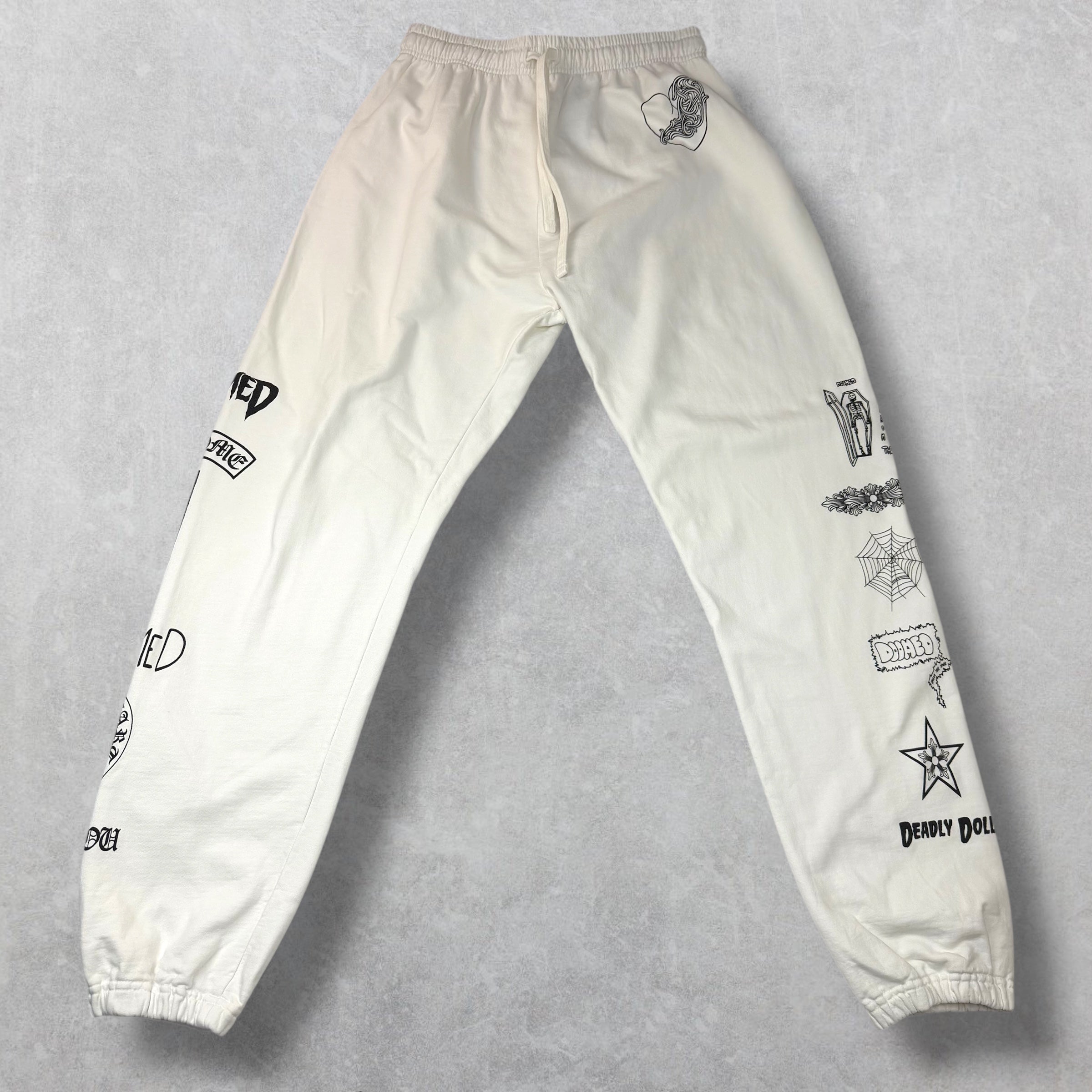 Chrome Hearts Deadly Doll Multi Logo Sweats White XL