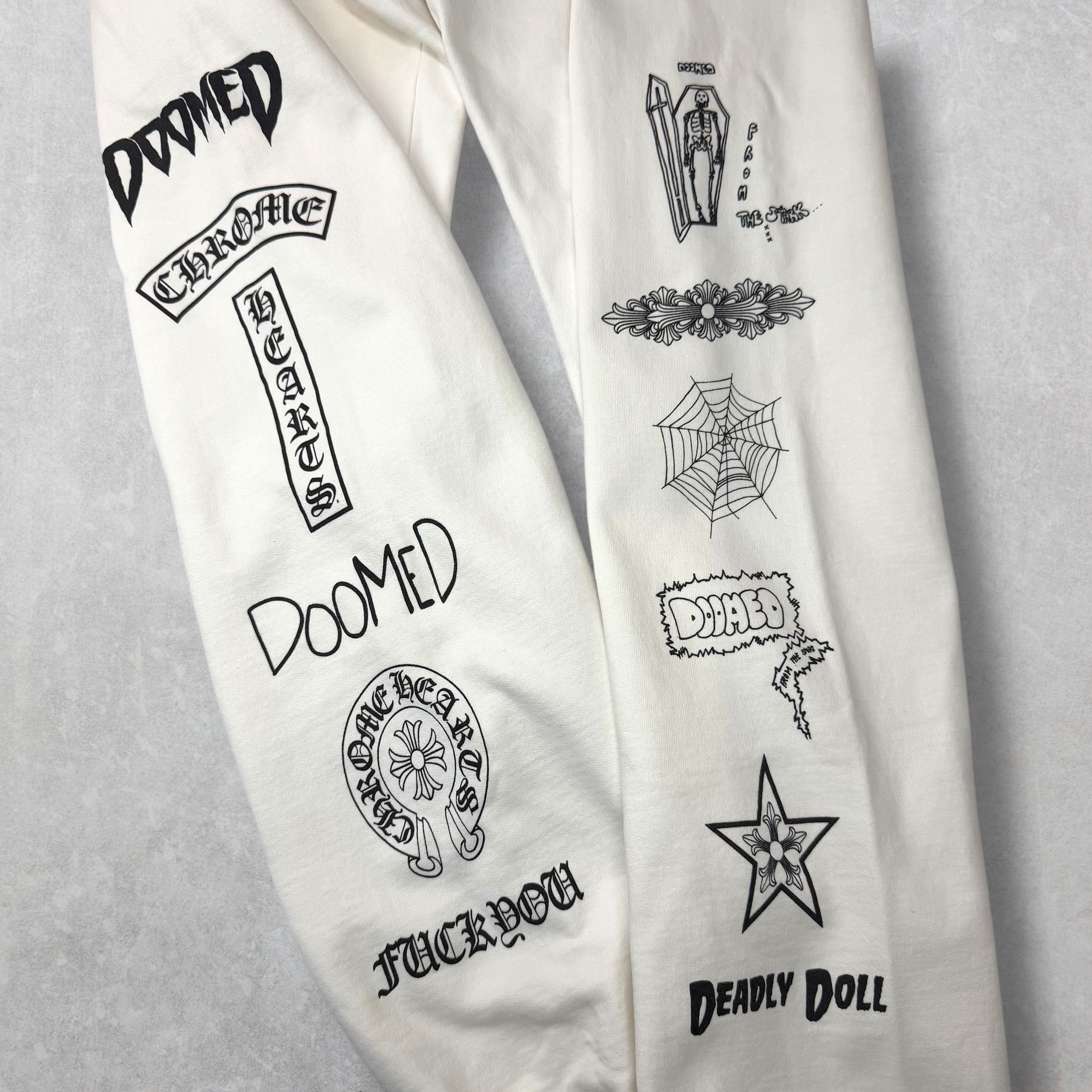 Chrome Hearts Deadly Doll Multi Logo Sweats White XL
