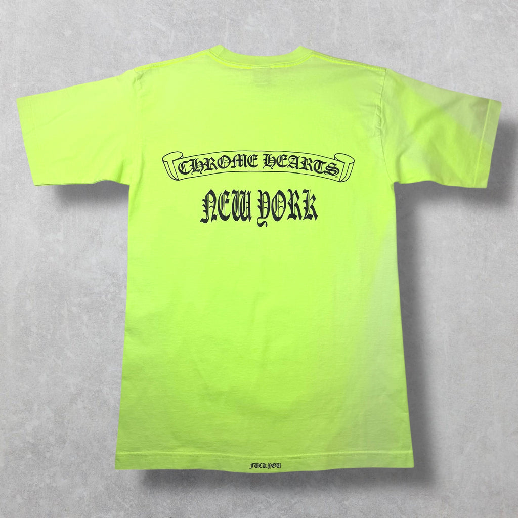 Vintage Chrome Hearts NYC Scroll Logo Tee Neon M