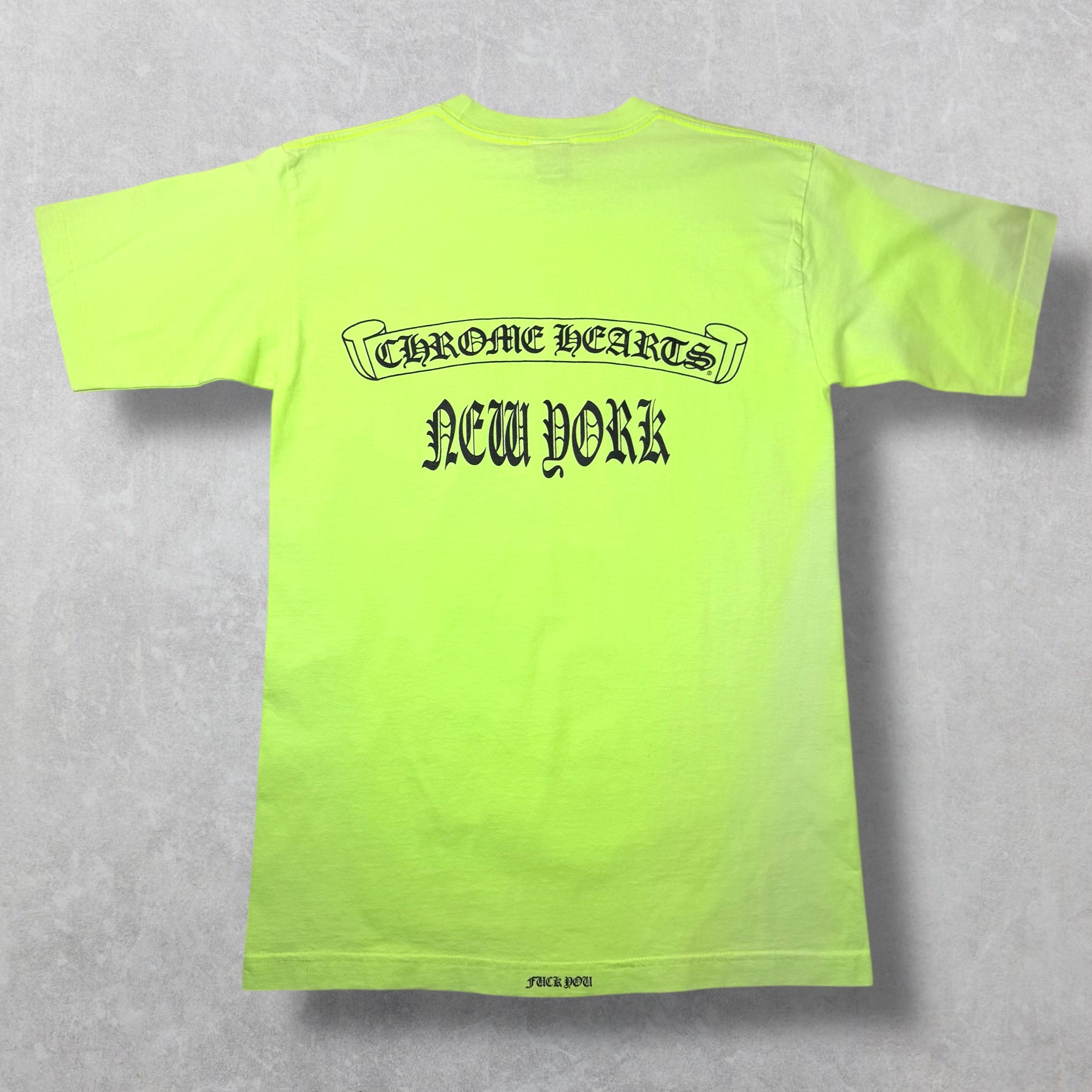Vintage Chrome Hearts NYC Scroll Logo Tee Neon M