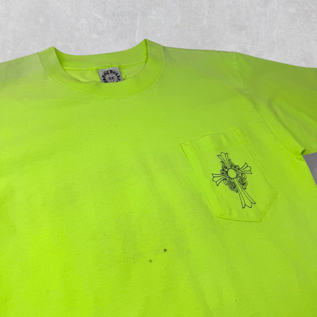 Vintage Chrome Hearts NYC Scroll Logo Tee Neon M
