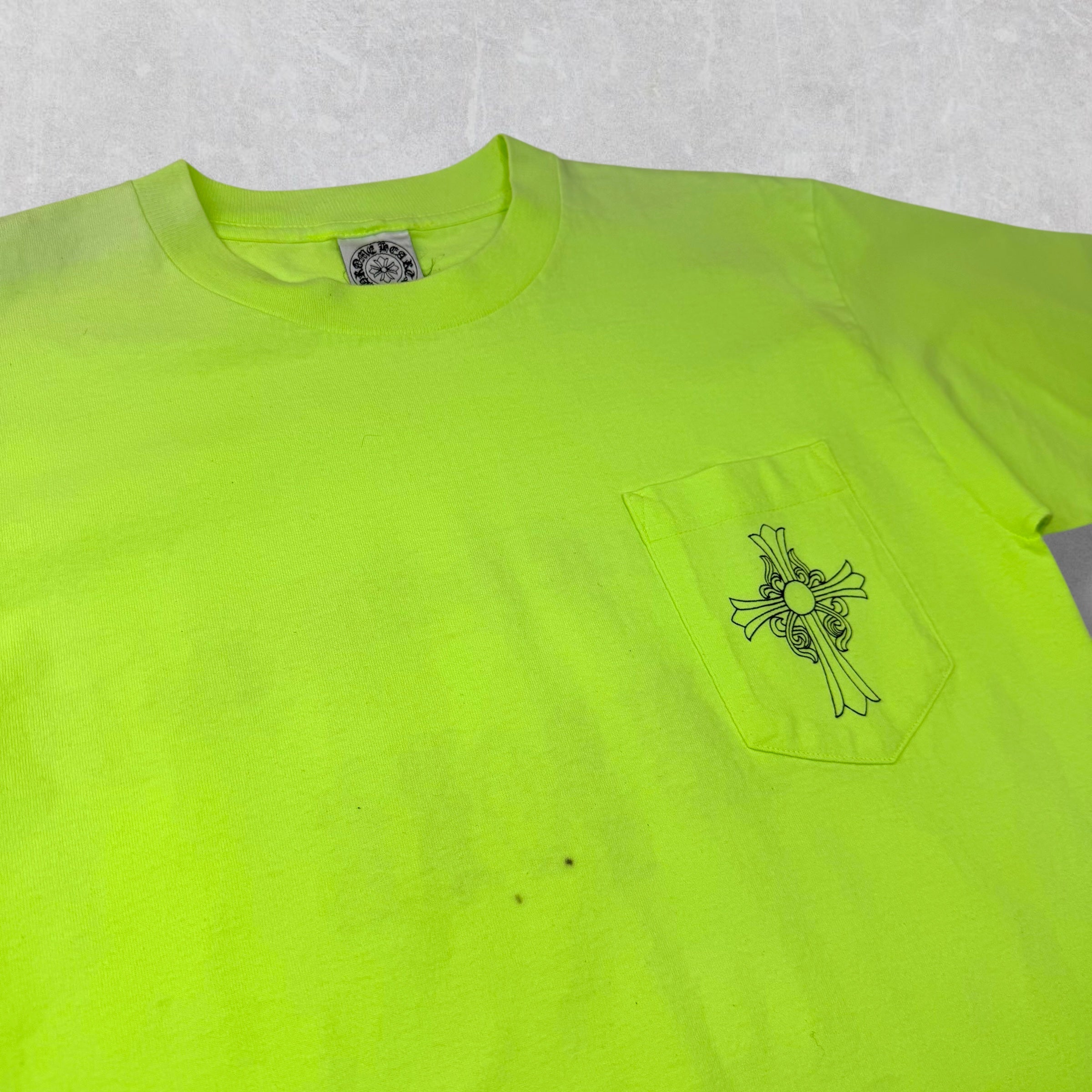 Vintage Chrome Hearts NYC Scroll Logo Tee Neon M