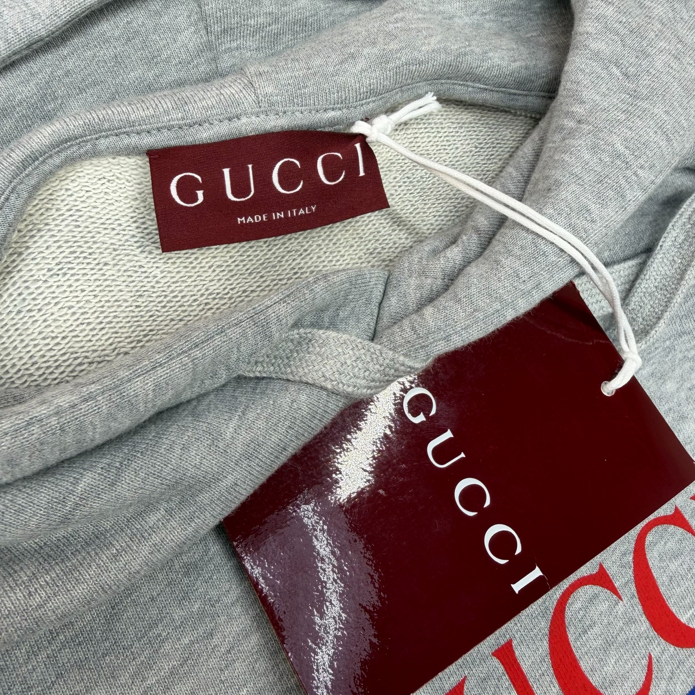 Gucci Logo Print Grey Cotton Hoodie XXL