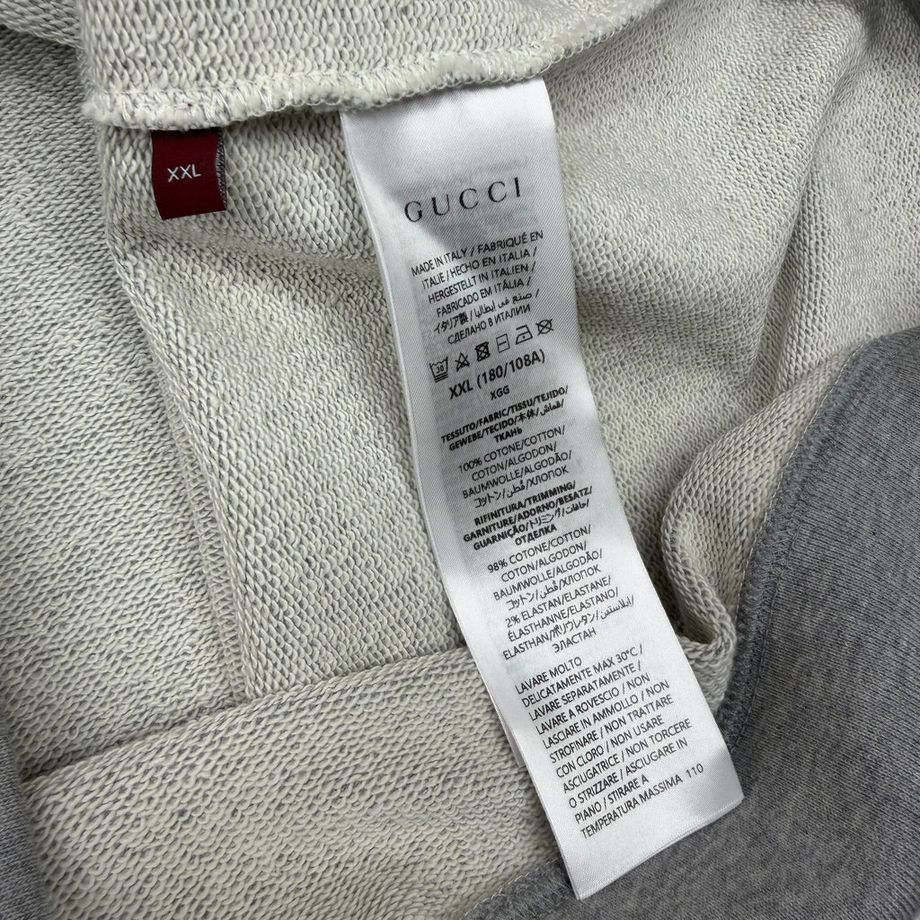 Gucci Logo Print Grey Cotton Hoodie XXL