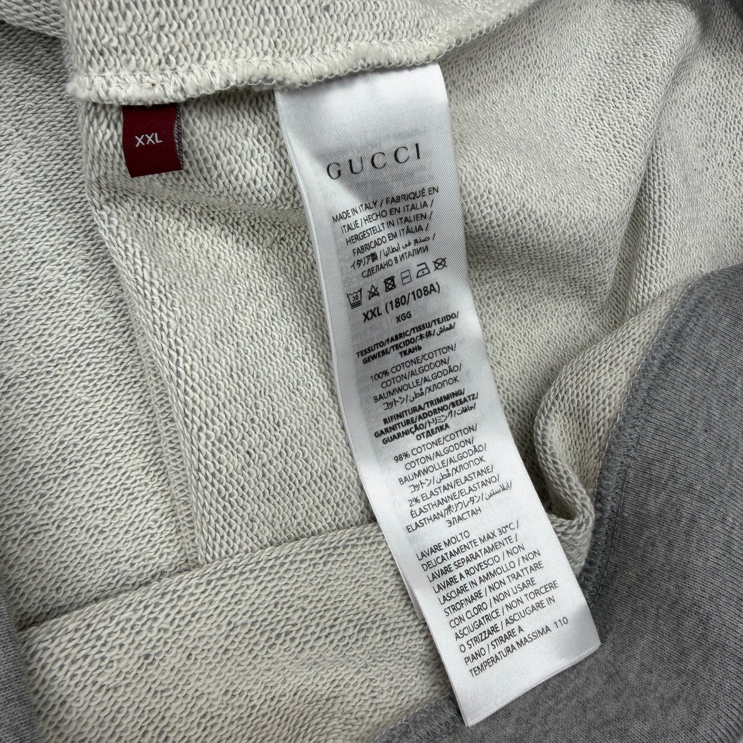 Gucci Logo Print Grey Cotton Hoodie XXL